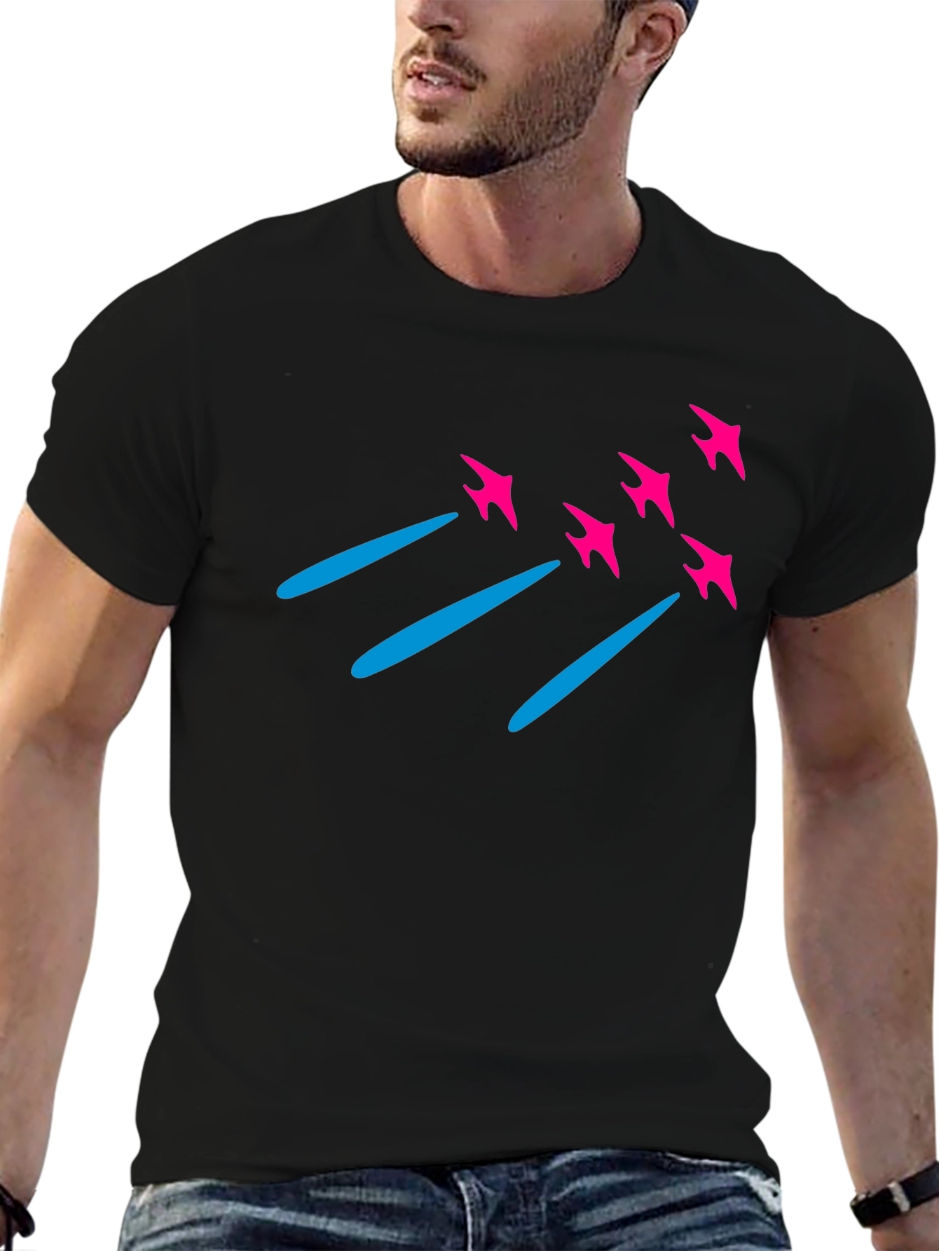 Retro Rocket T-Shirt - Mens Black Tee