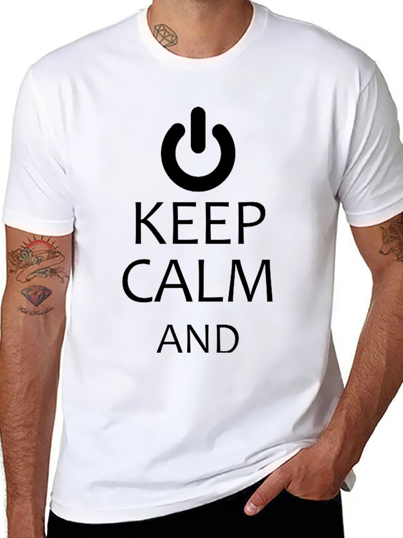 Keep Calm and Power On Black T-Shirt