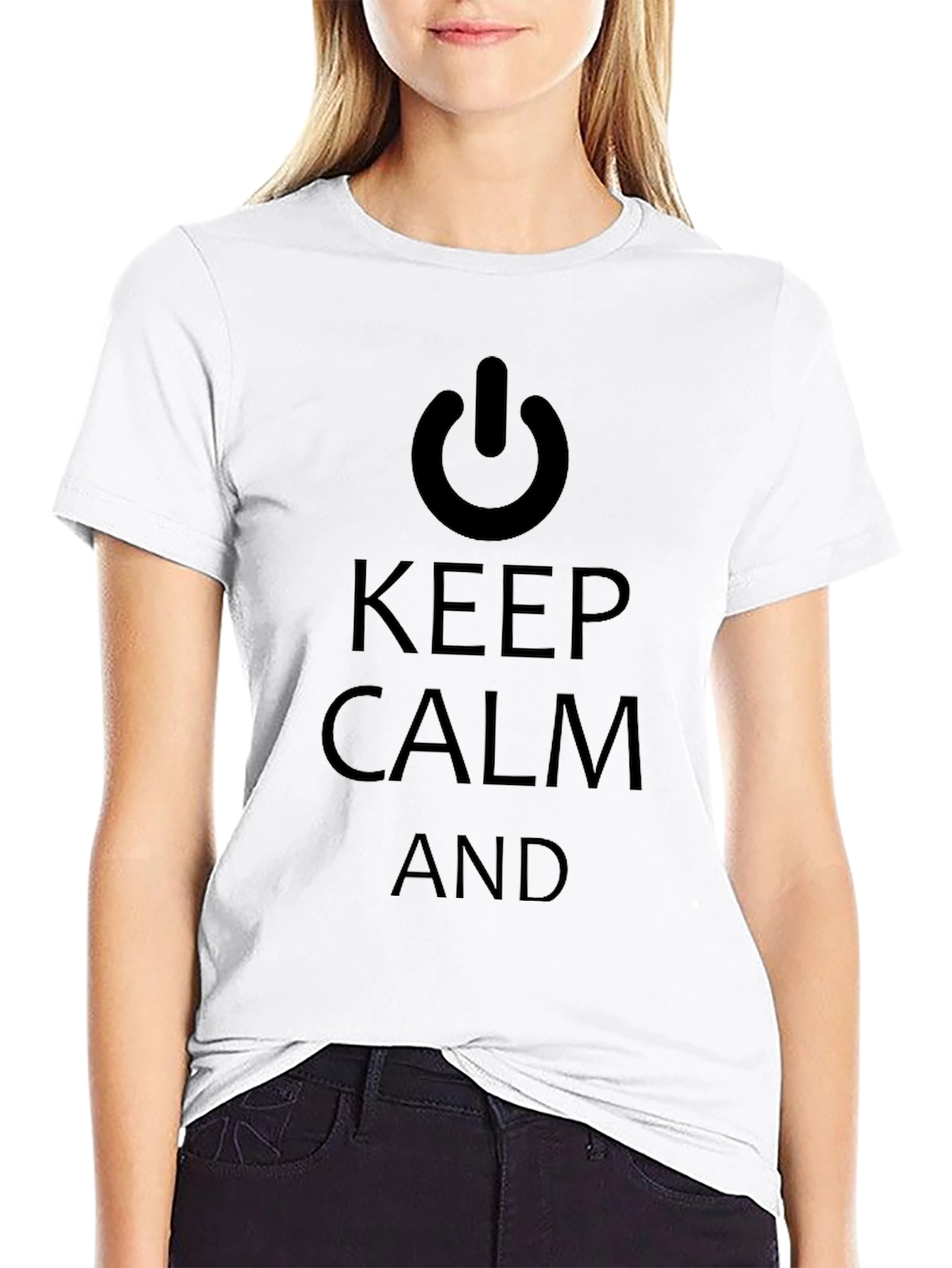 Keep Calm and Power On Black T-Shirt