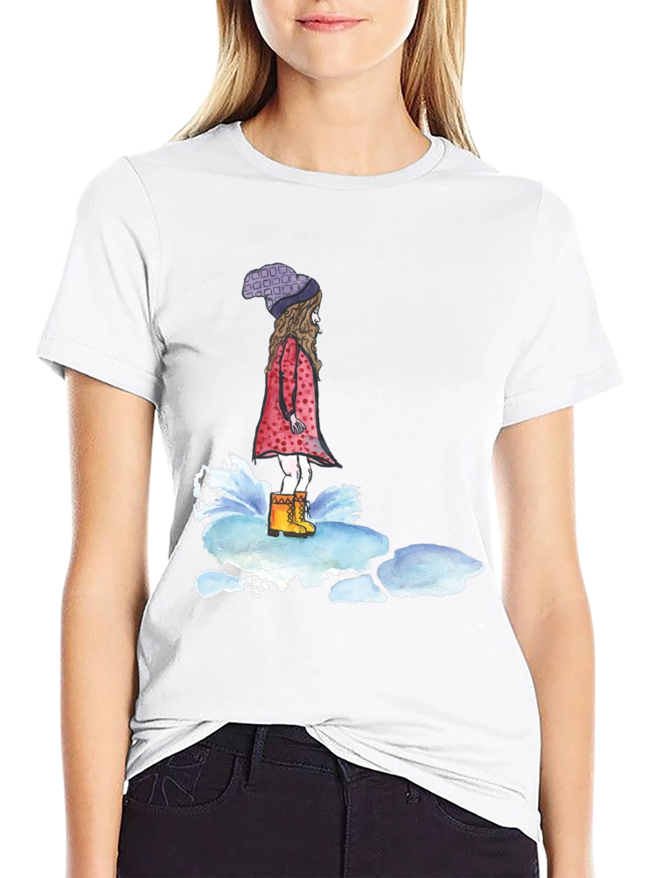 Whimsical Girl Black T-Shirt