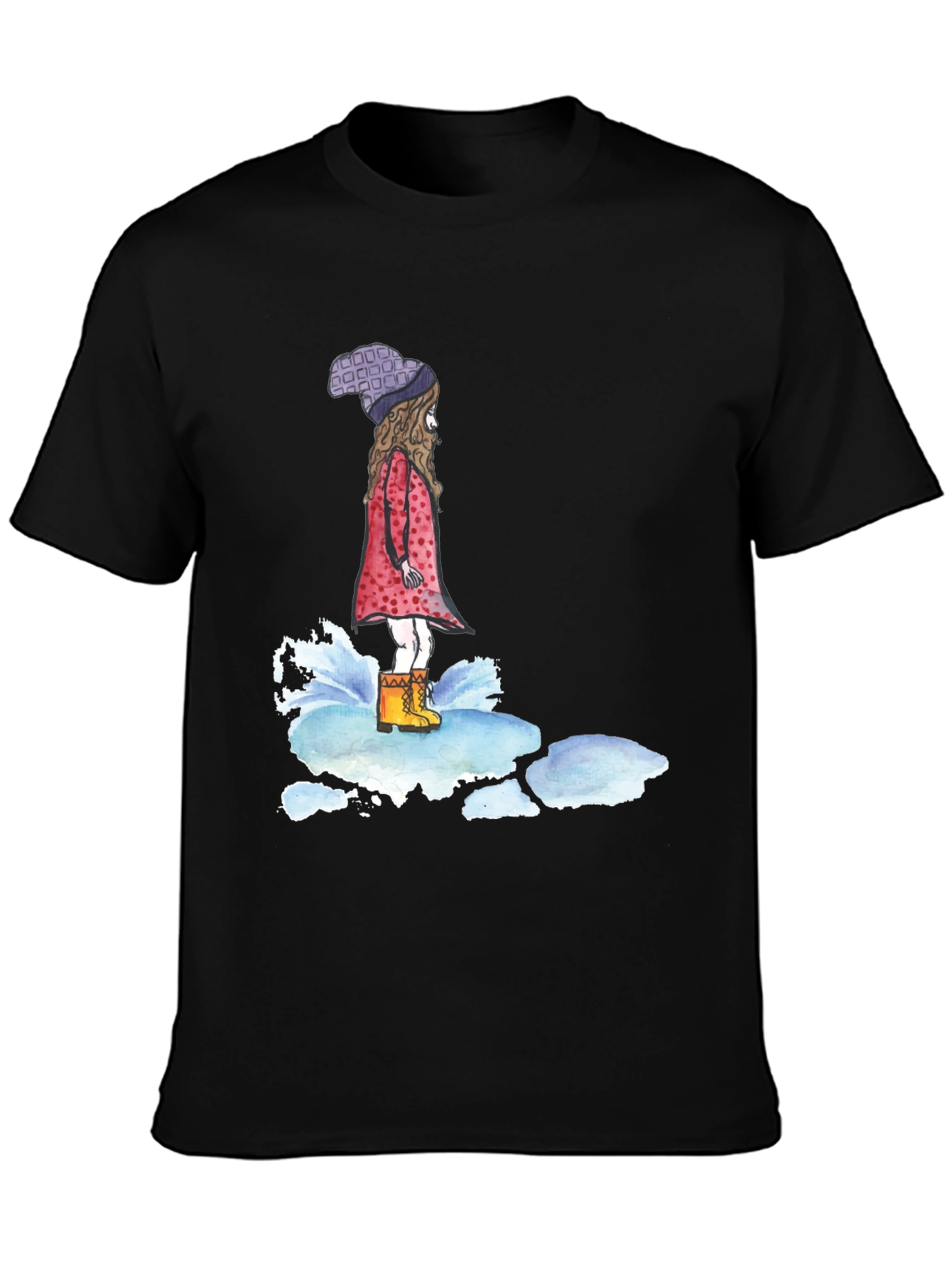 Whimsical Girl Black T-Shirt