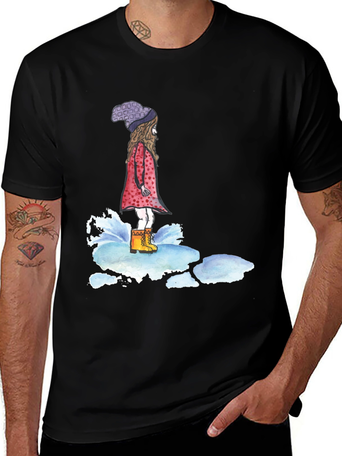 Whimsical Girl Black T-Shirt