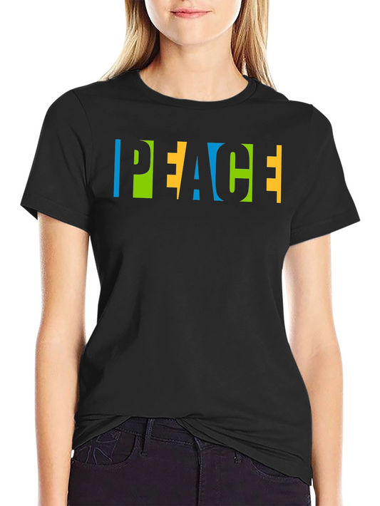 Peace Graphic Tee - Black Short Sleeve Crew Neck T-Shirt