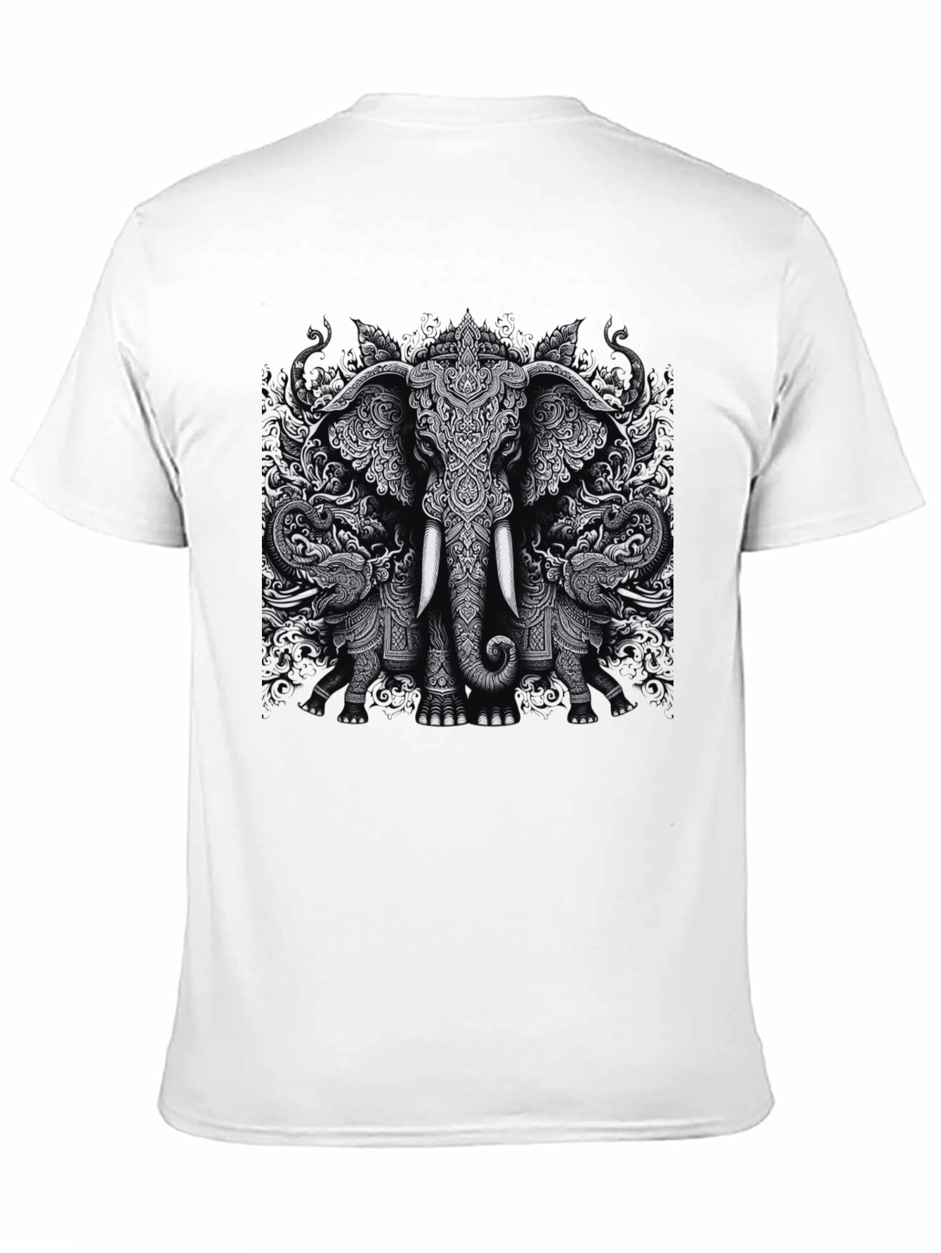 Elephant Print Black T-Shirt Graphic Tee