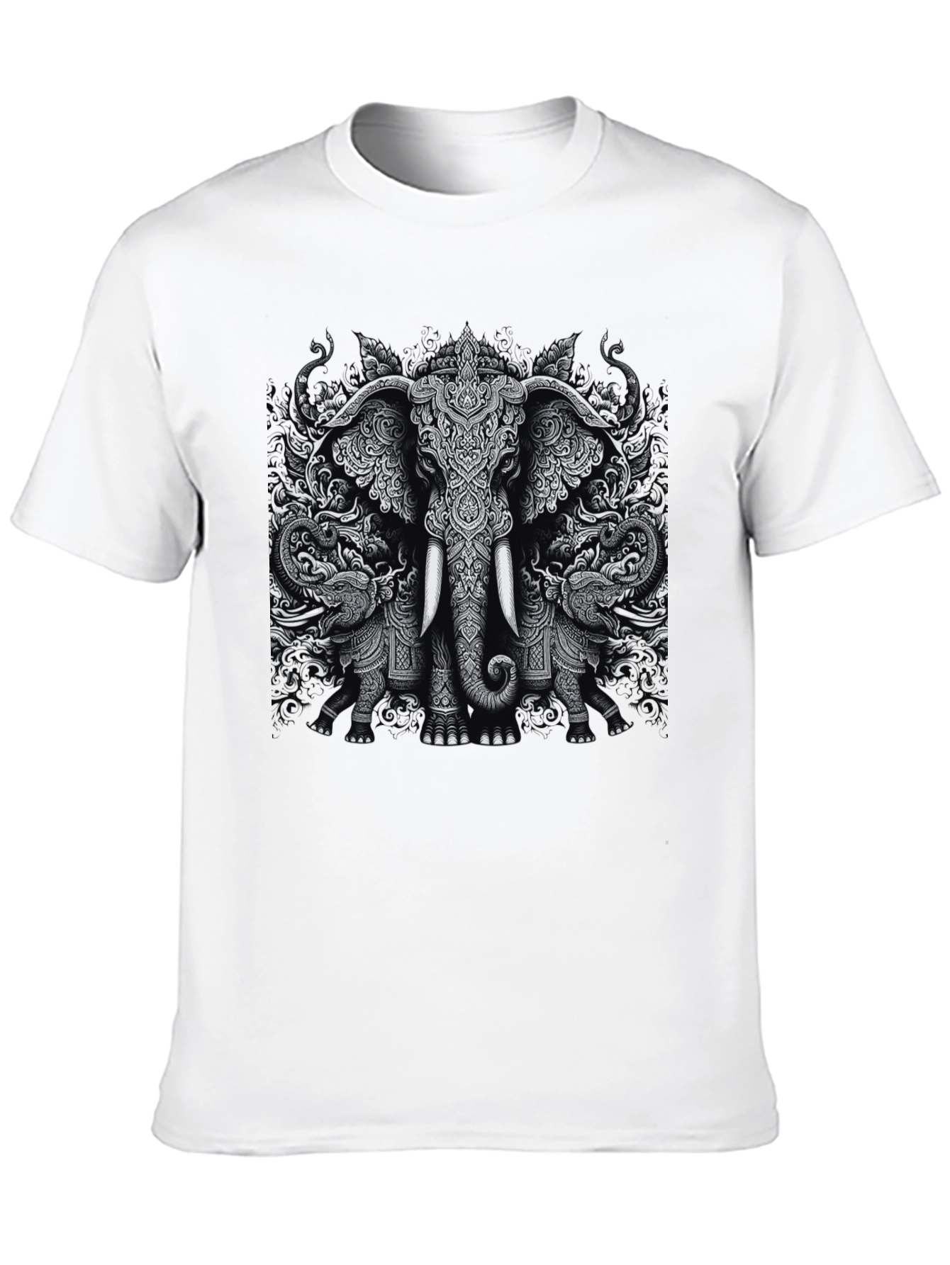 Elephant Print Black T-Shirt Graphic Tee