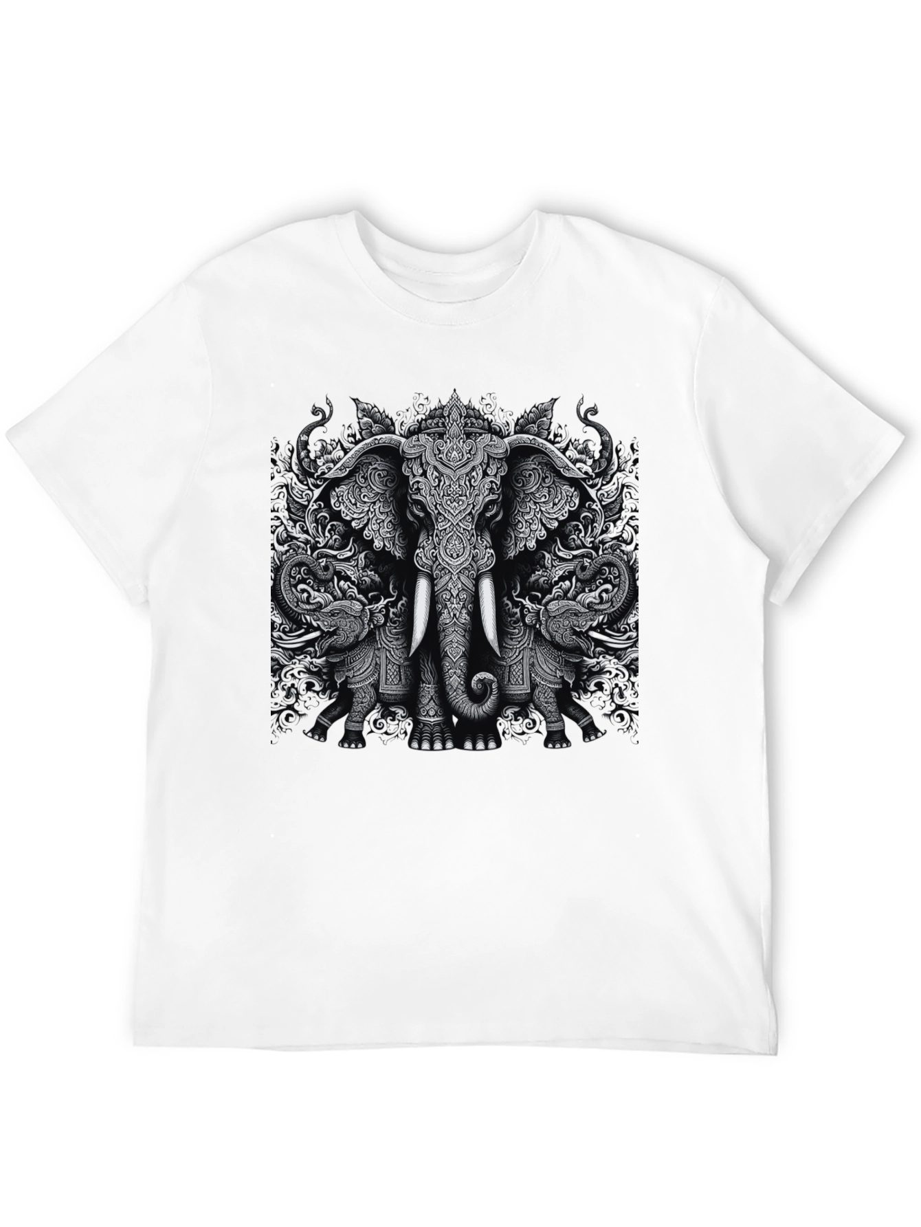 Elephant Print Black T-Shirt Graphic Tee