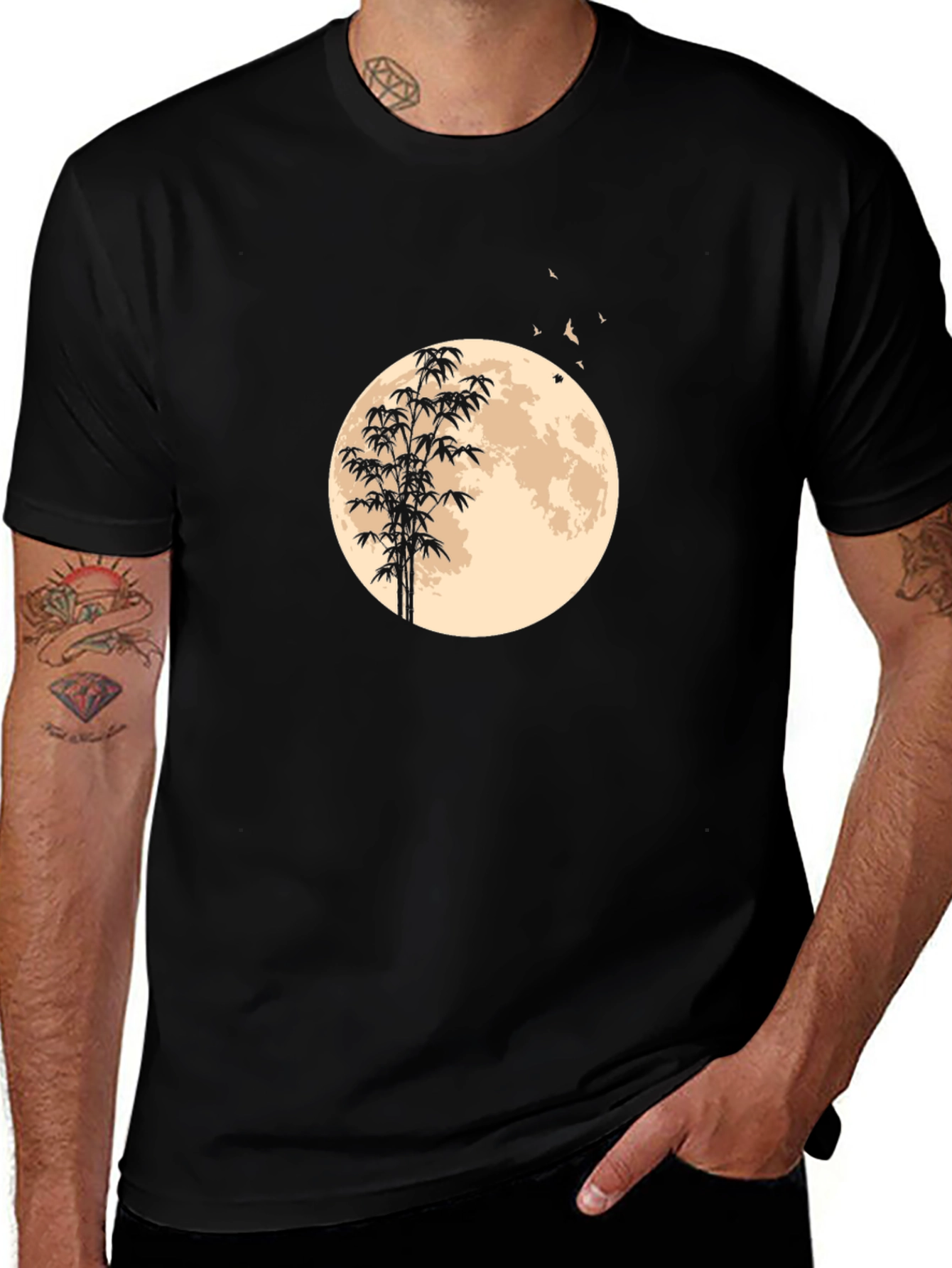 Moon Bamboo Graphic Tee - Black