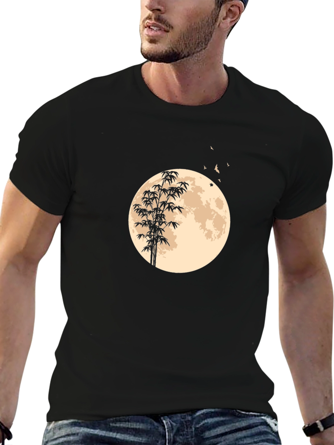 Moon Bamboo Graphic Tee - Black