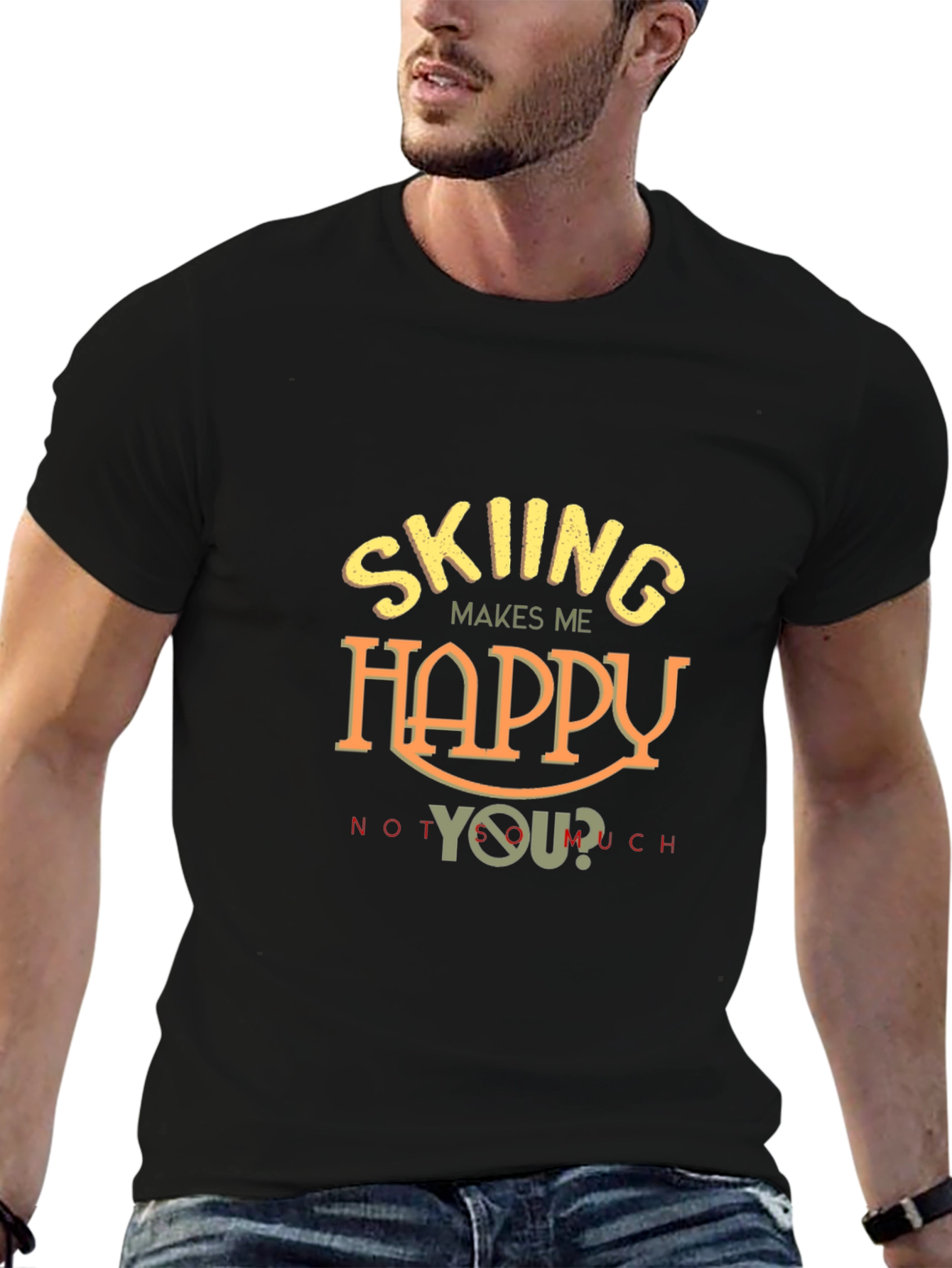Skiing Makes Me Happy T-Shirt - Funny Ski Tee