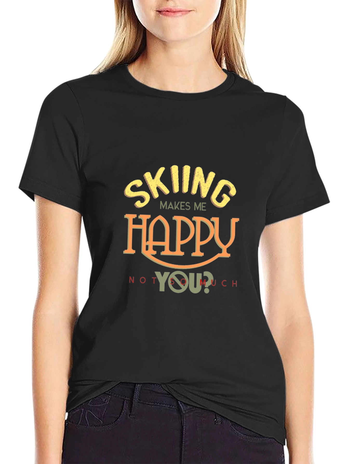 Skiing Makes Me Happy T-Shirt - Funny Ski Tee