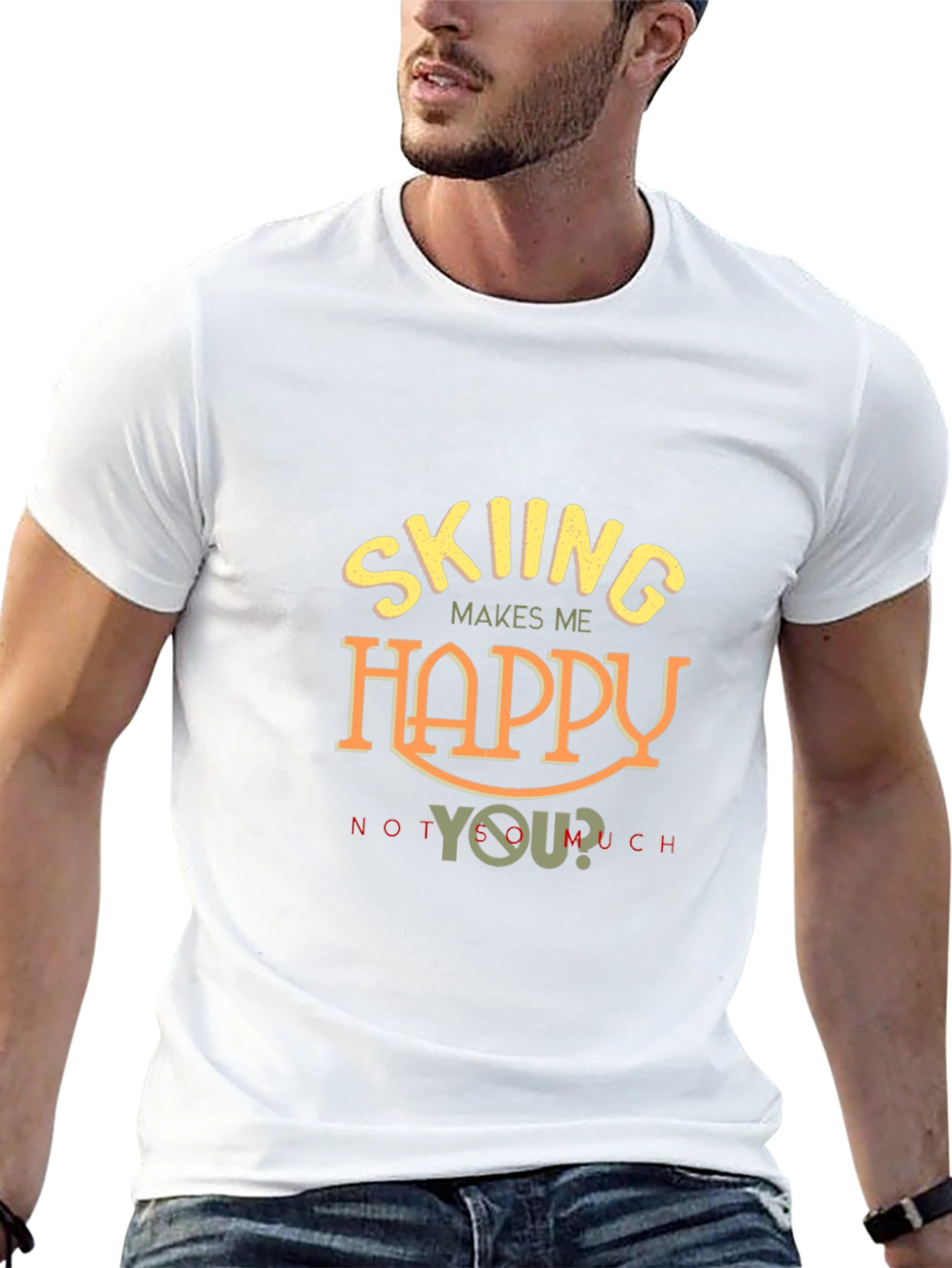 Skiing Makes Me Happy T-Shirt - Funny Ski Tee