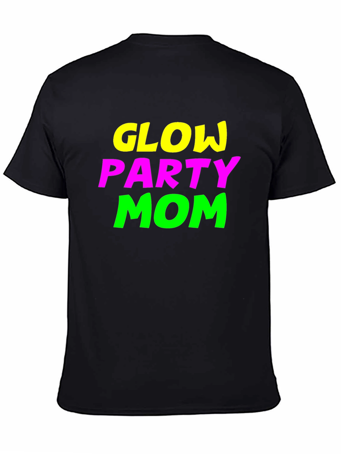 Glow Party Mom Tee - Neon Graphic Black T-Shirt