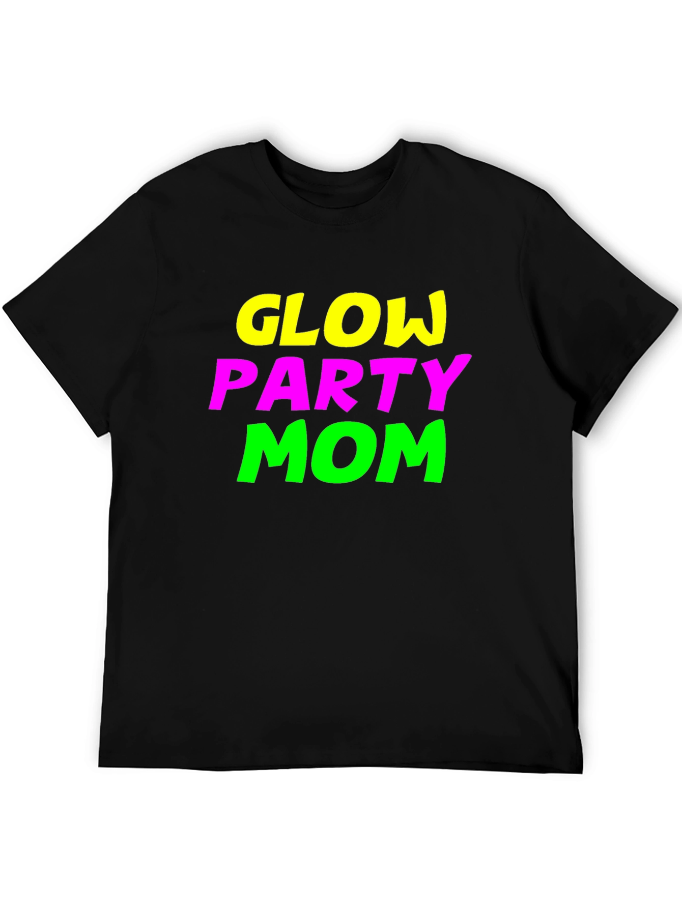 Glow Party Mom Tee - Neon Graphic Black T-Shirt