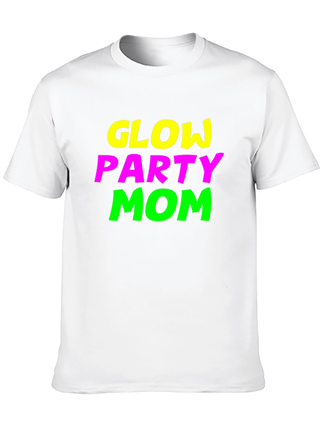 Glow Party Mom Tee - Neon Graphic Black T-Shirt