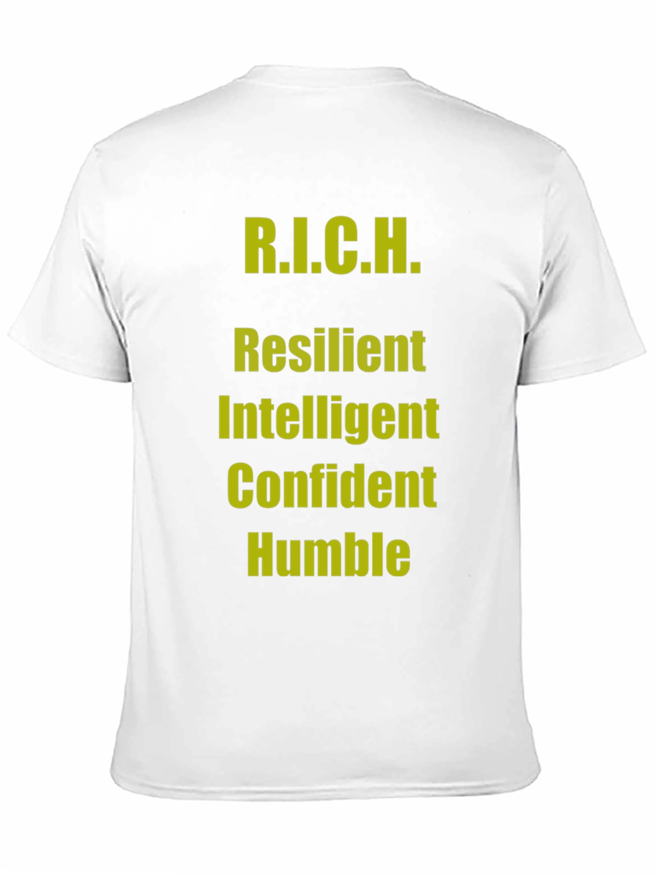 R.I.C.H. Black T-Shirt - Resilient Intelligent Confident Humble