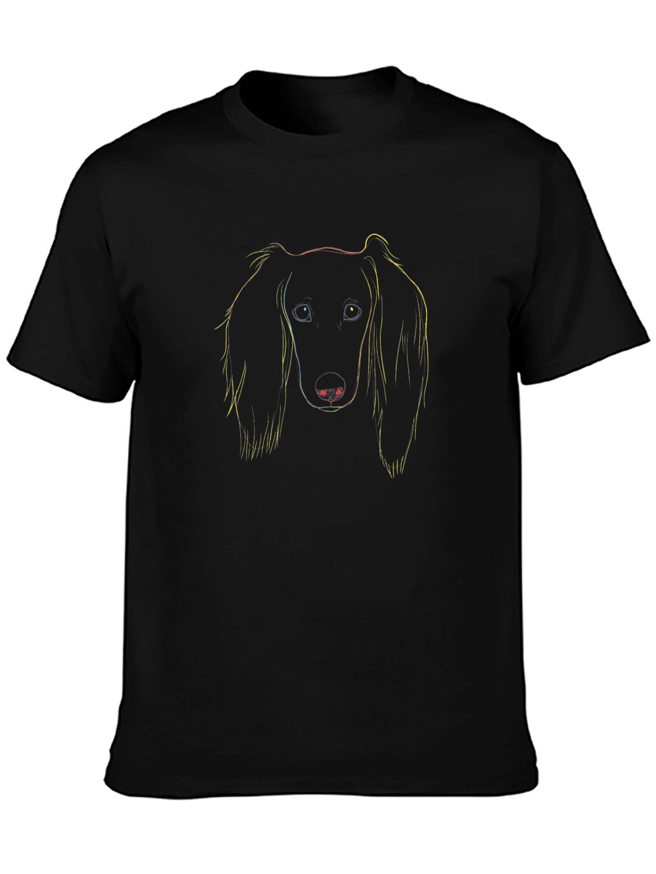 Dachshund Outline Black T-Shirt