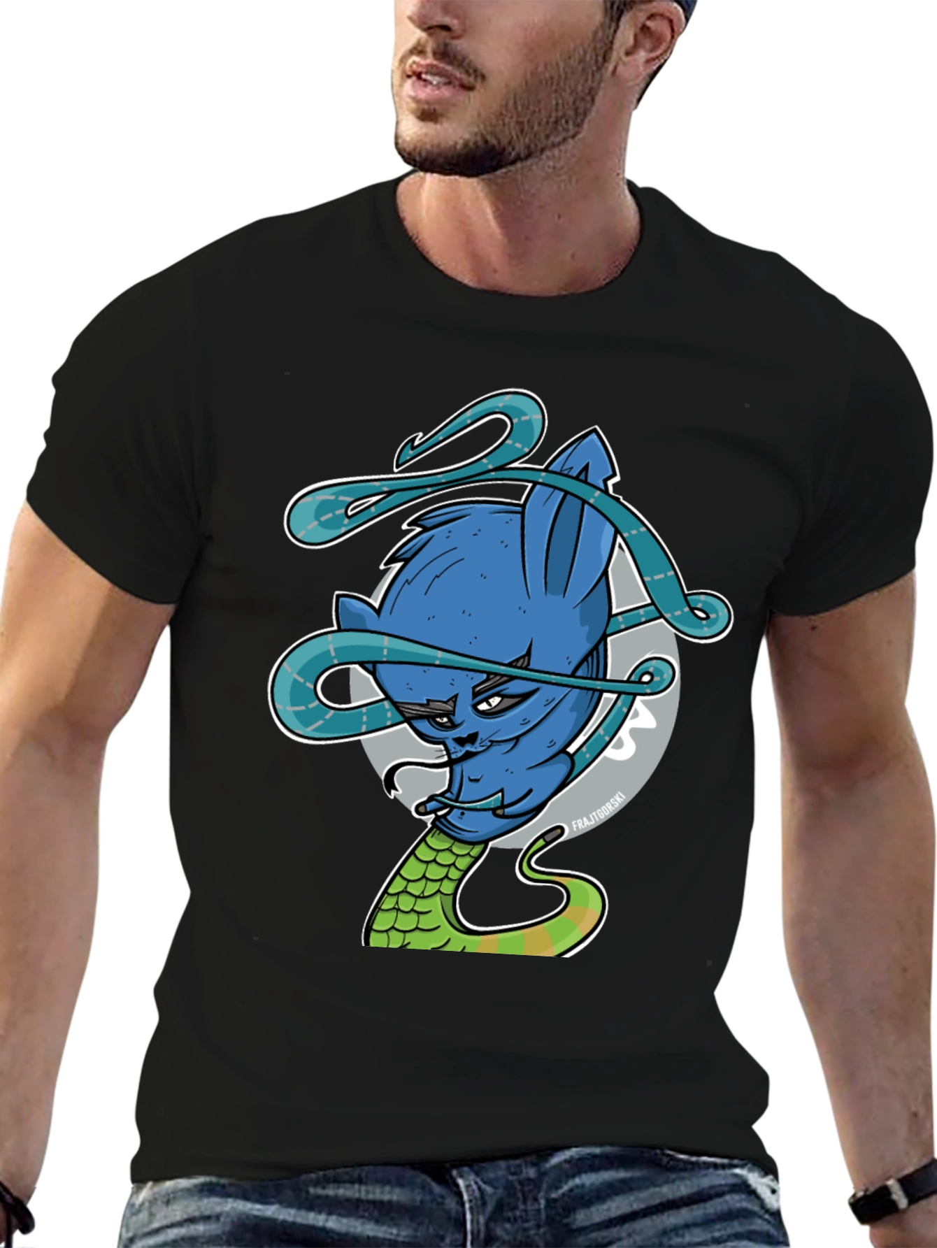 Blue Cat Snake Graphic Tee