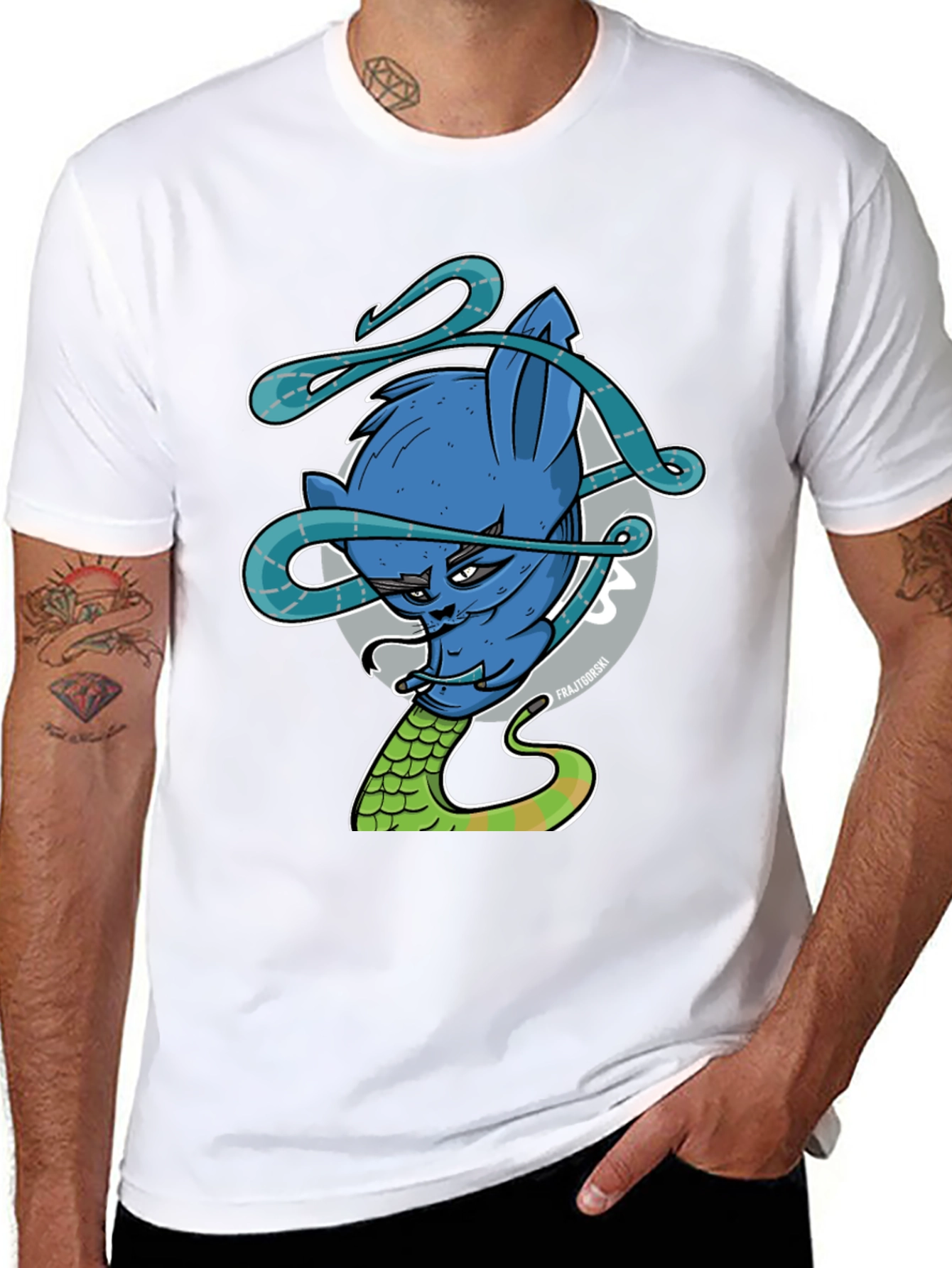 Blue Cat Snake Graphic Tee