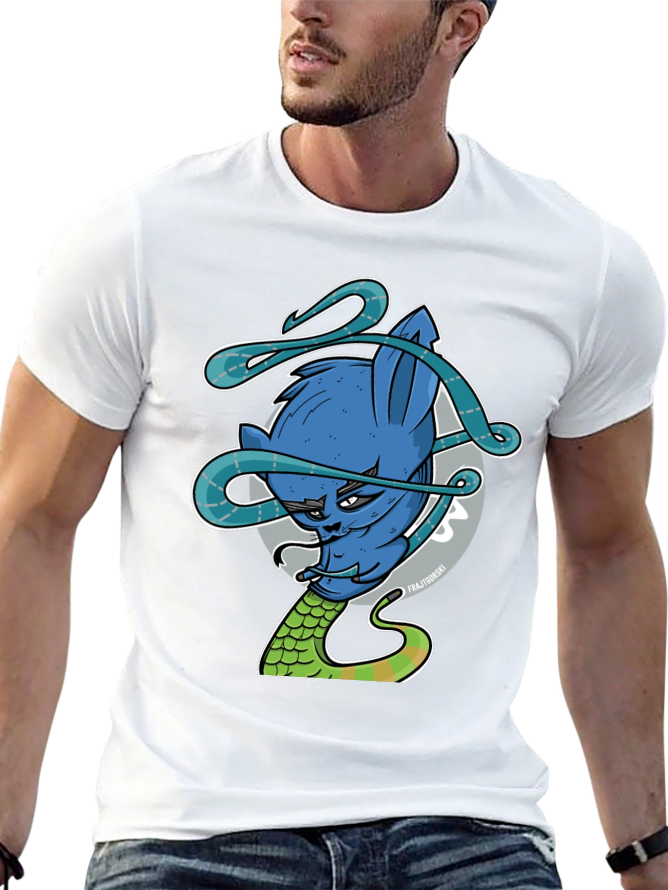 Blue Cat Snake Graphic Tee
