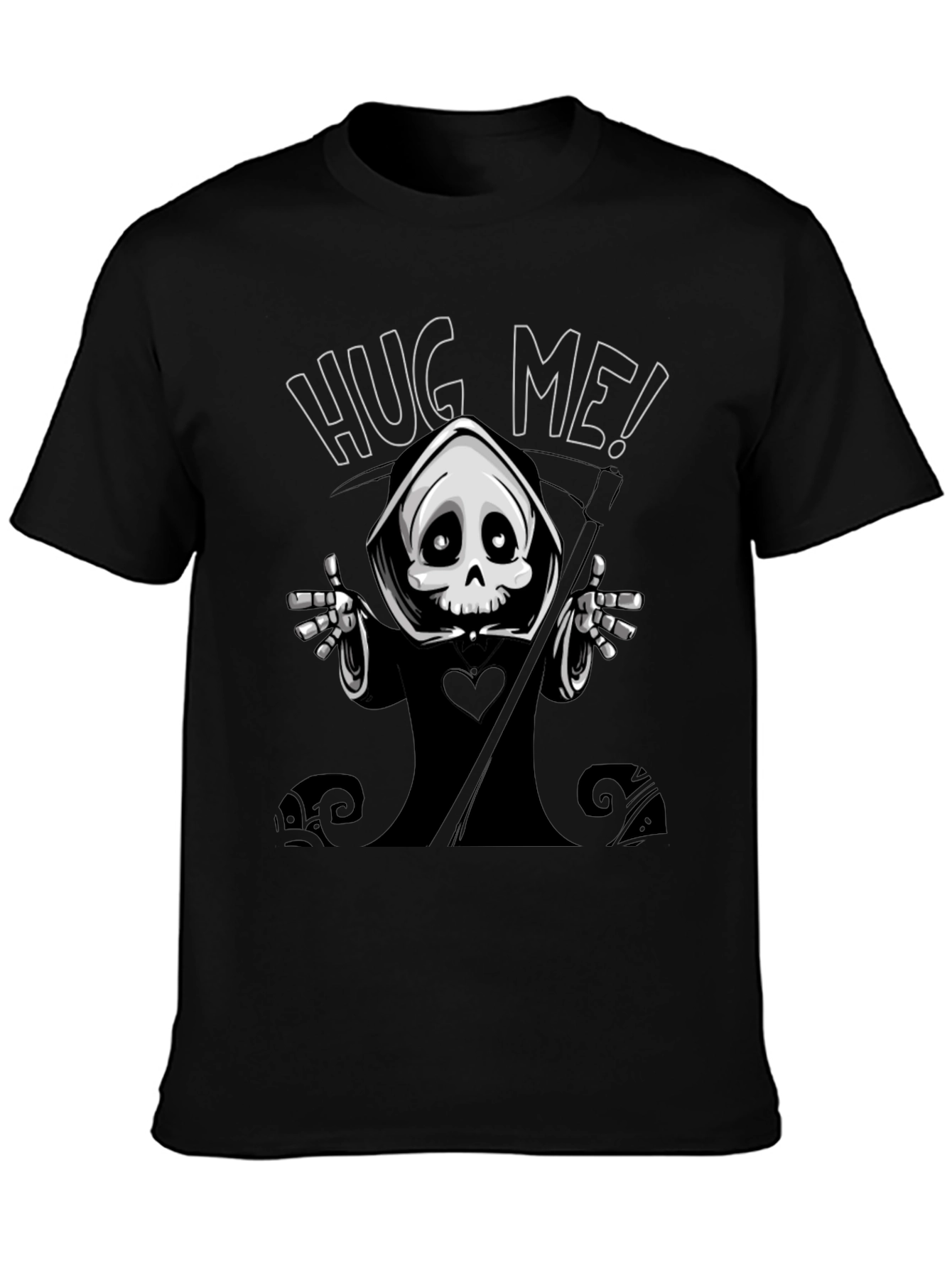 Grim Reaper Hug Me Graphic T-Shirt