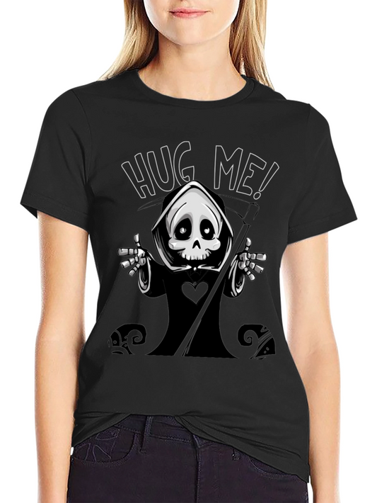 Grim Reaper Hug Me Graphic T-Shirt