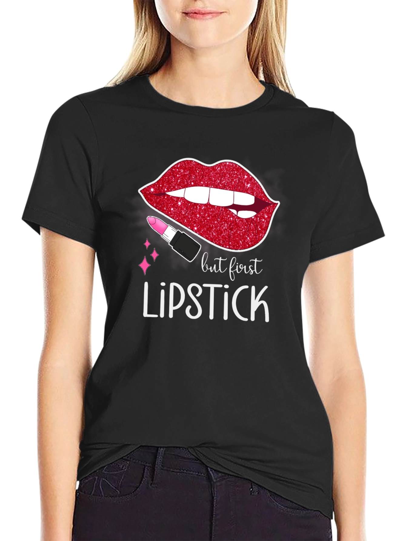 But First Lipstick Graphic Tee - Stylish & Trendy