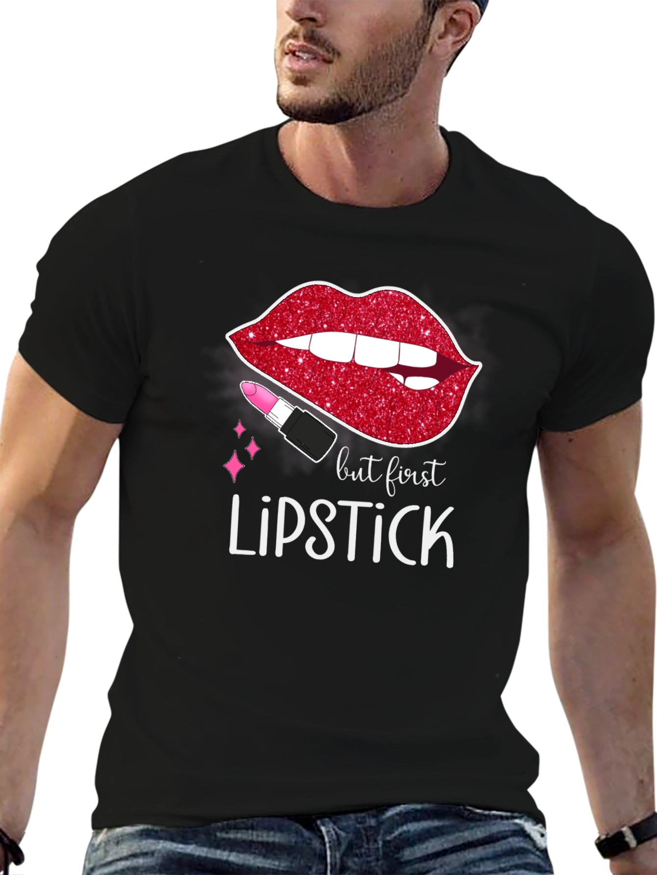 But First Lipstick Graphic Tee - Stylish & Trendy