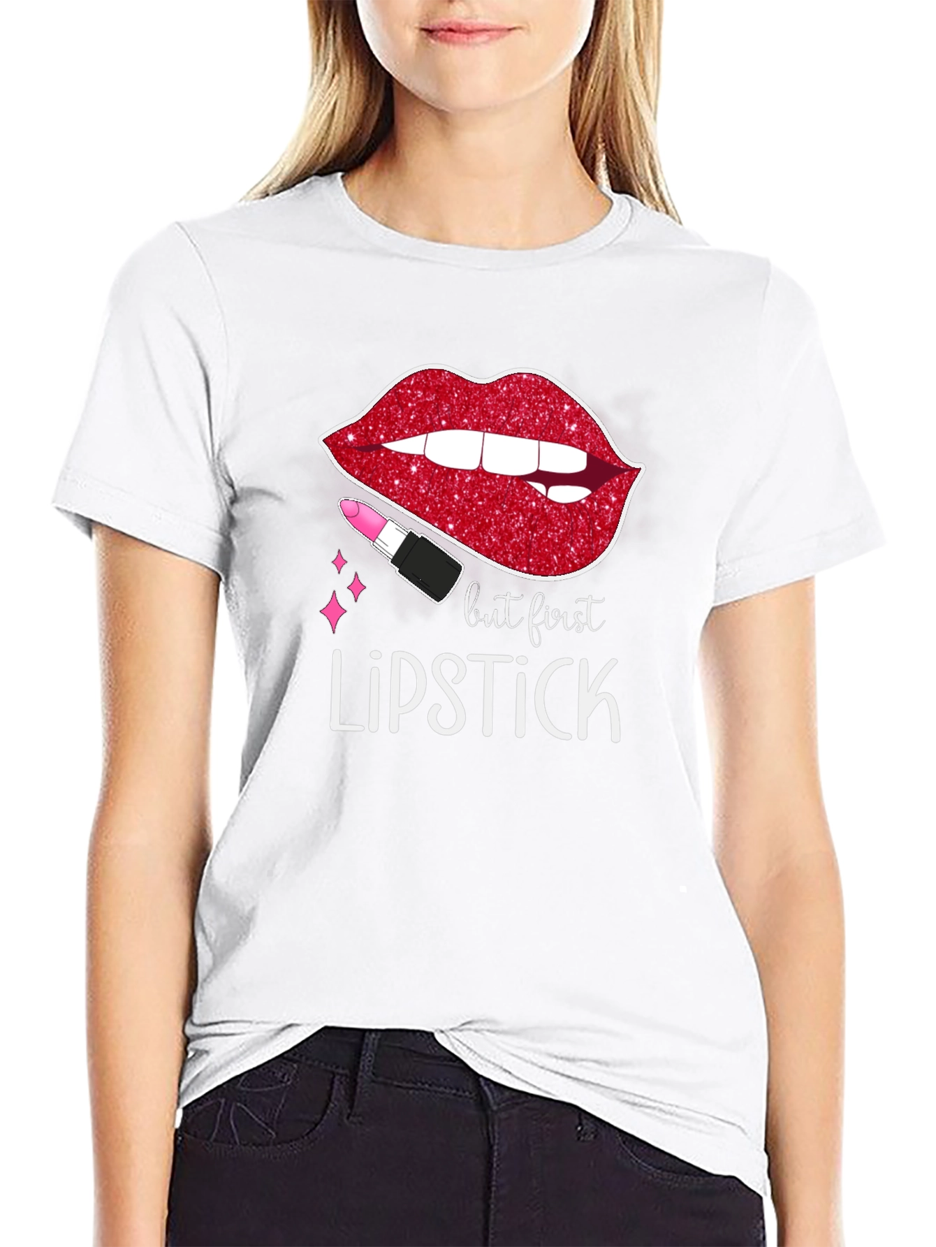 But First Lipstick Graphic Tee - Stylish & Trendy