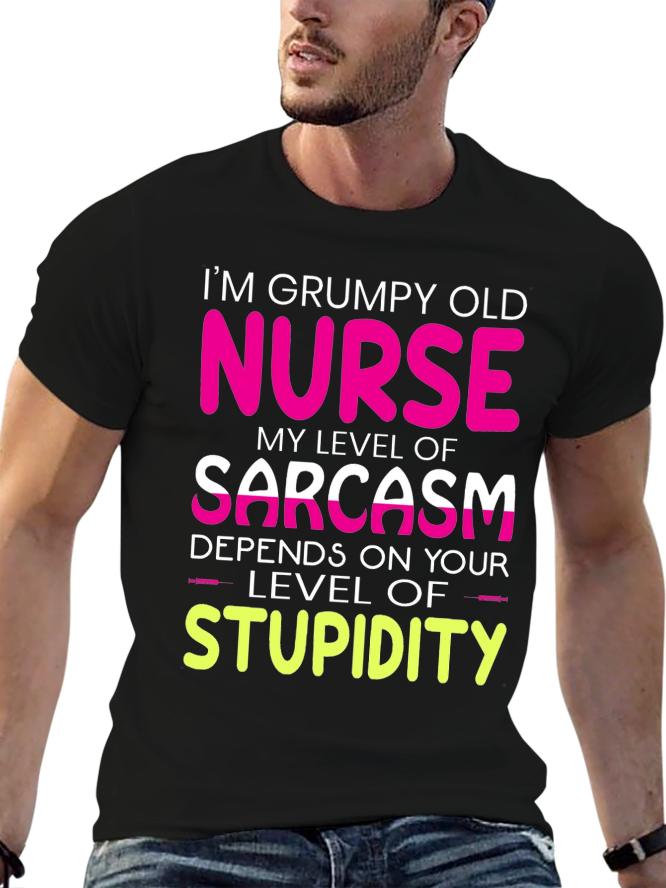 Grumpy Old Nurse T-Shirt Sarcasm Level Funny Tee