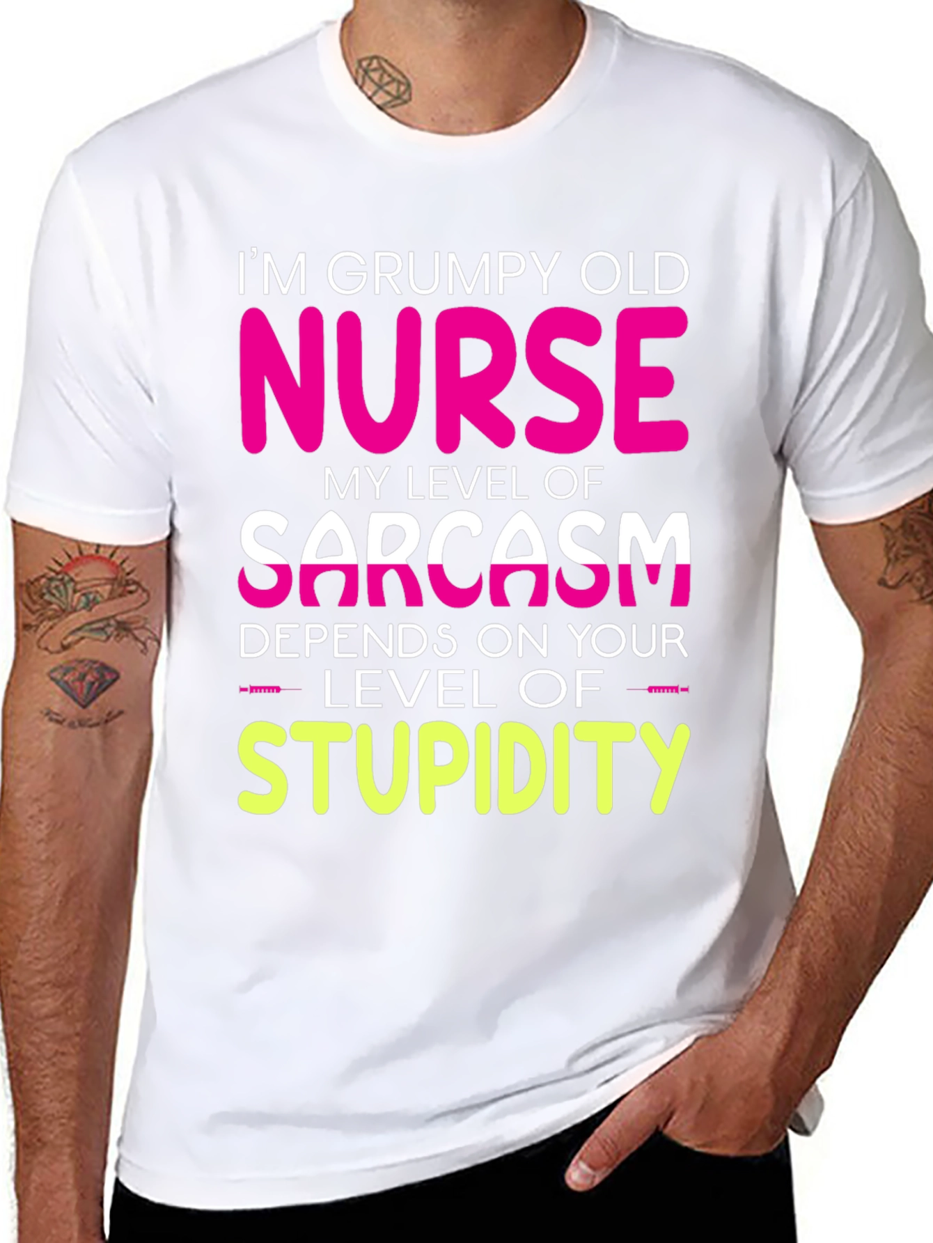 Grumpy Old Nurse T-Shirt Sarcasm Level Funny Tee