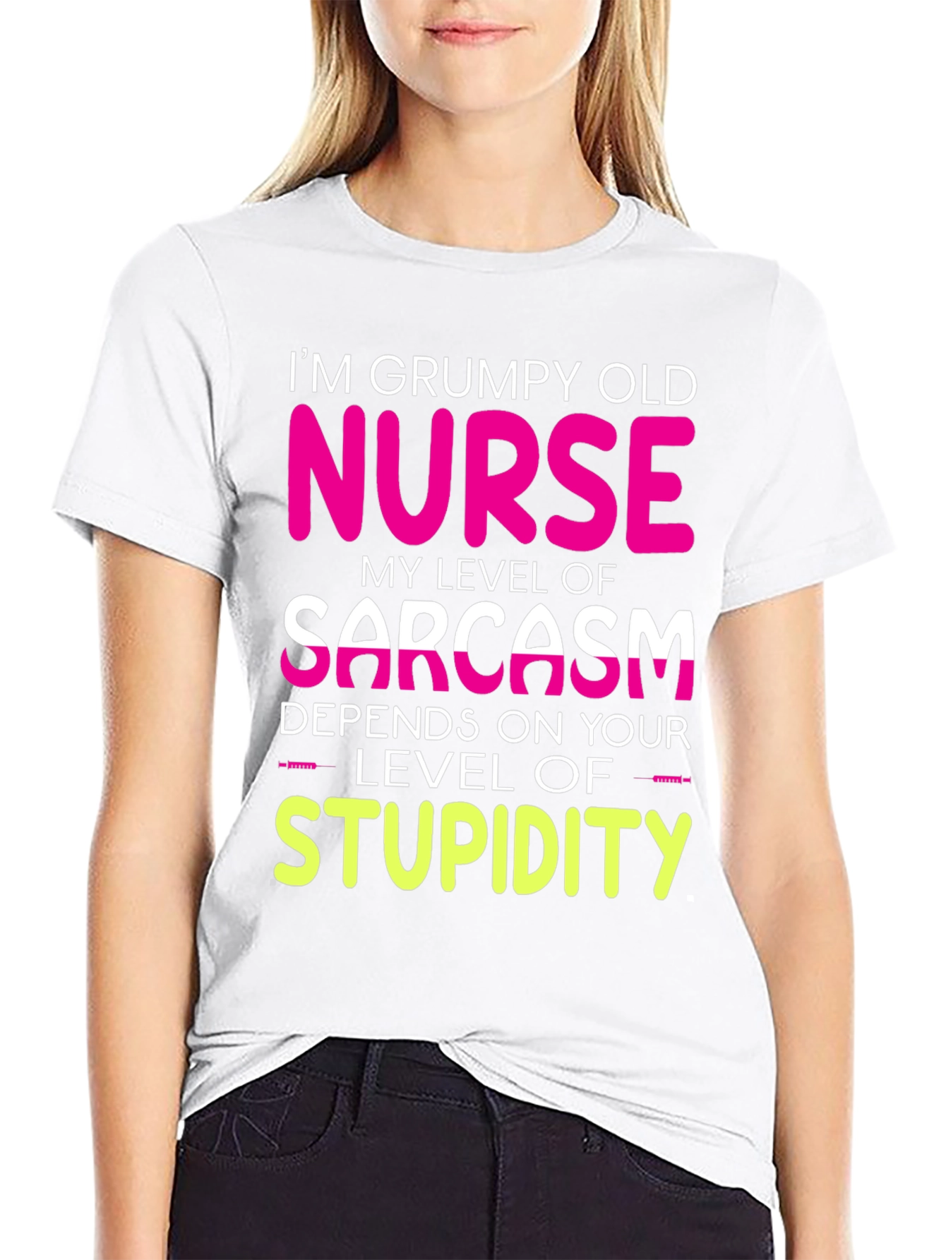 Grumpy Old Nurse T-Shirt Sarcasm Level Funny Tee