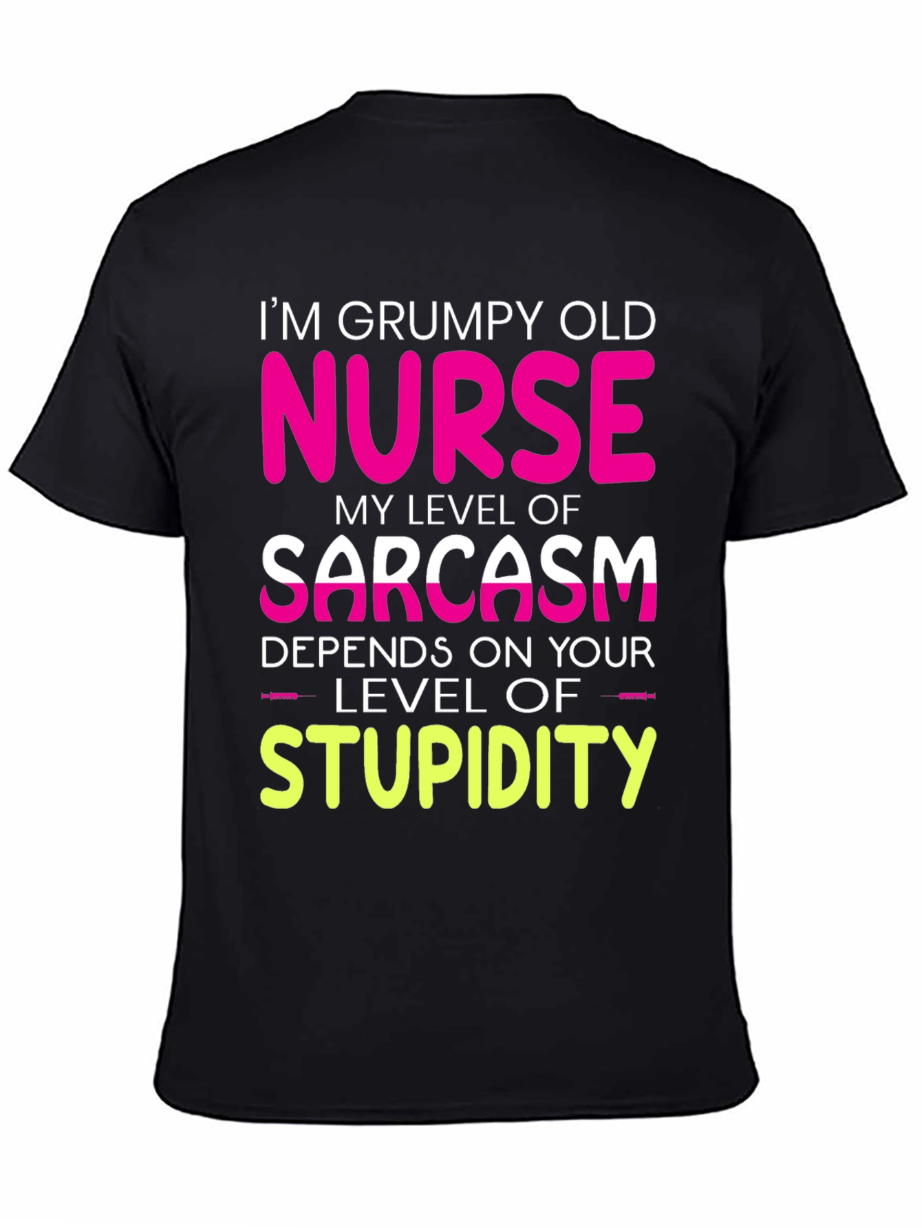 Grumpy Old Nurse T-Shirt Sarcasm Level Funny Tee