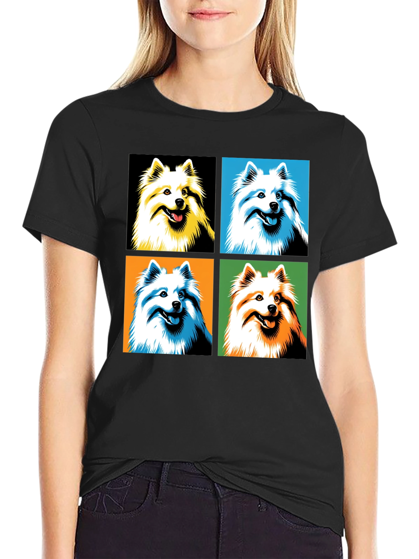Pop Art Dog Graphic Tee - Black