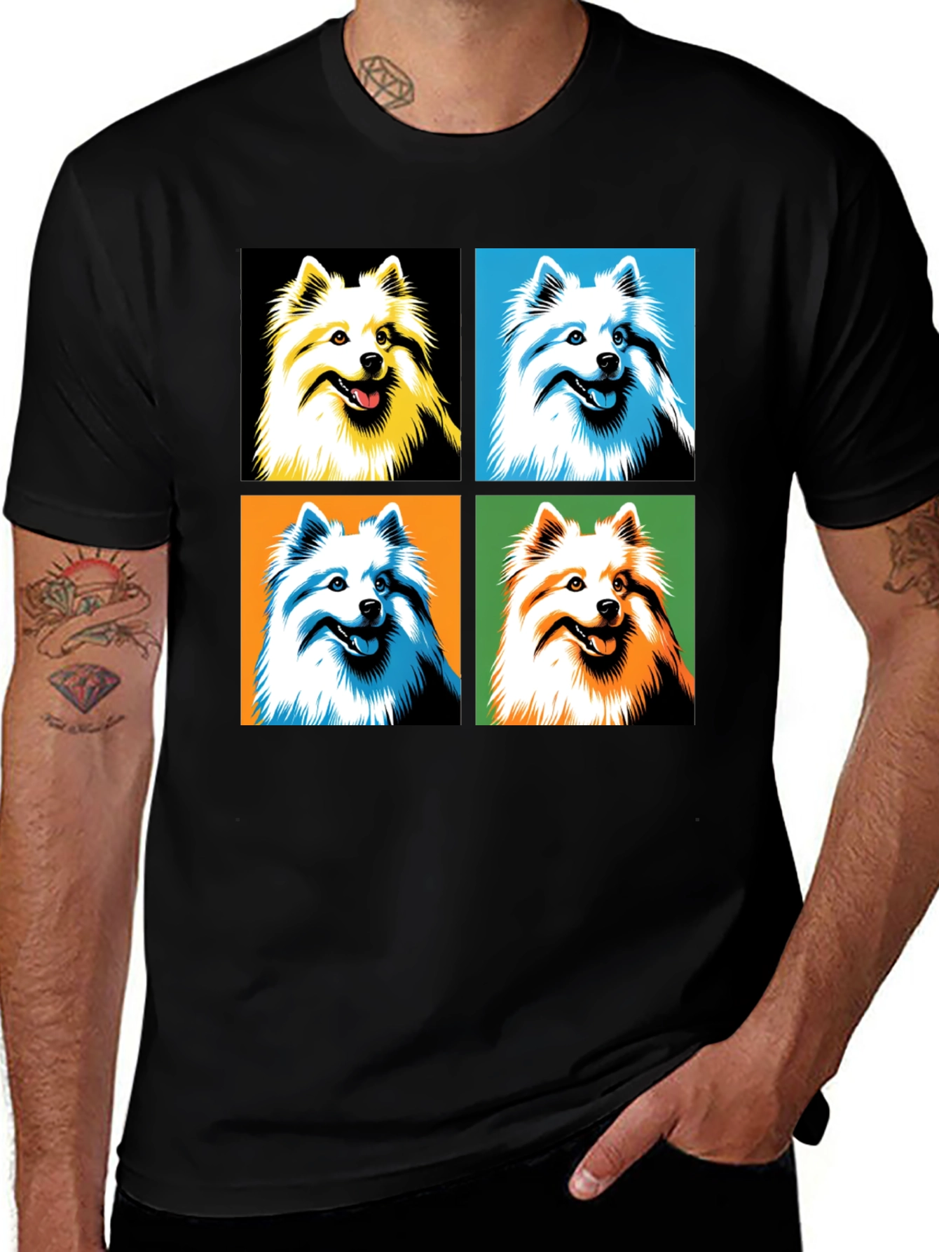 Pop Art Dog Graphic Tee - Black