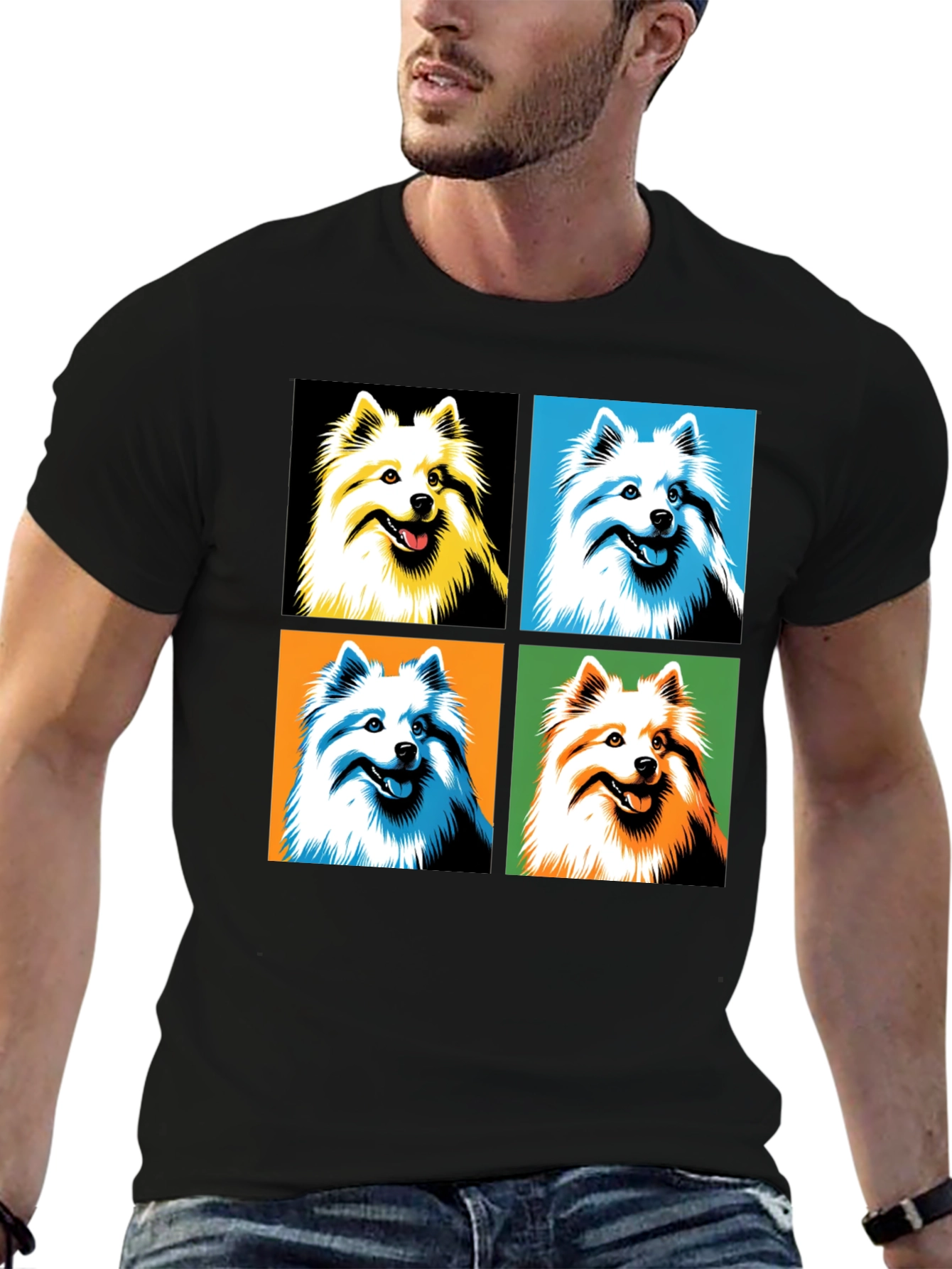 Pop Art Dog Graphic Tee - Black