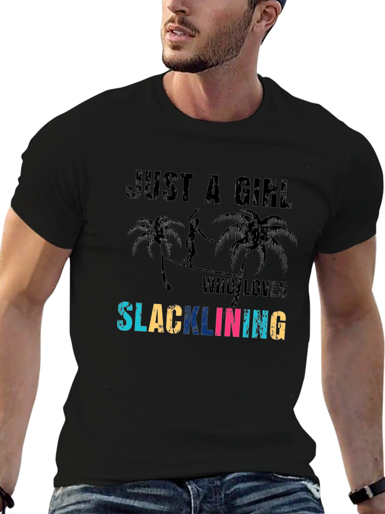 Just a Girl Who Loves Slacklining Black T-Shirt