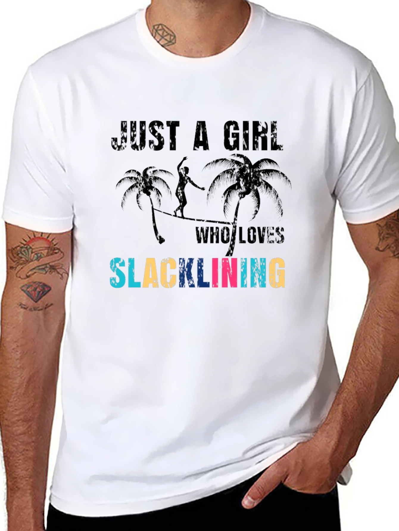 Just a Girl Who Loves Slacklining Black T-Shirt
