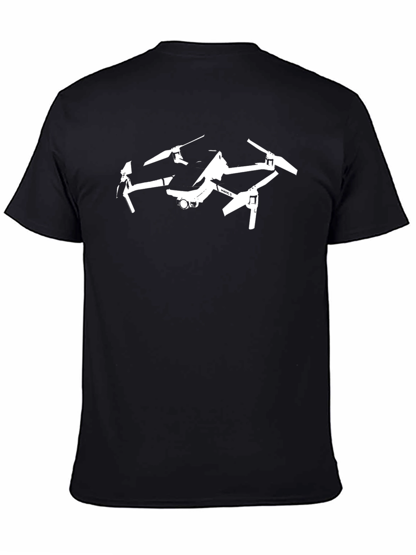 Drone Graphic Tee - Black Cotton Blend T-Shirt