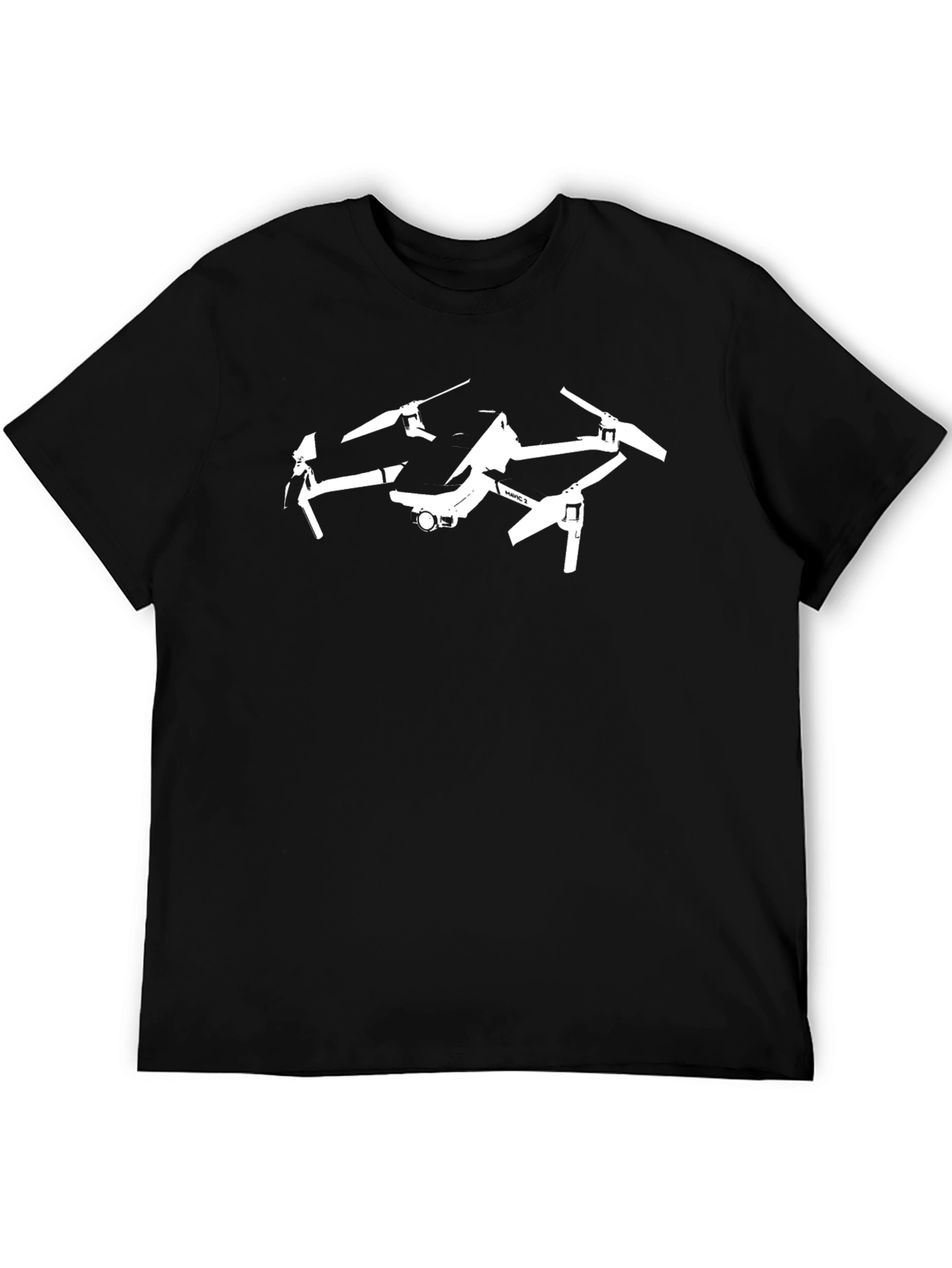 Drone Graphic Tee - Black Cotton Blend T-Shirt