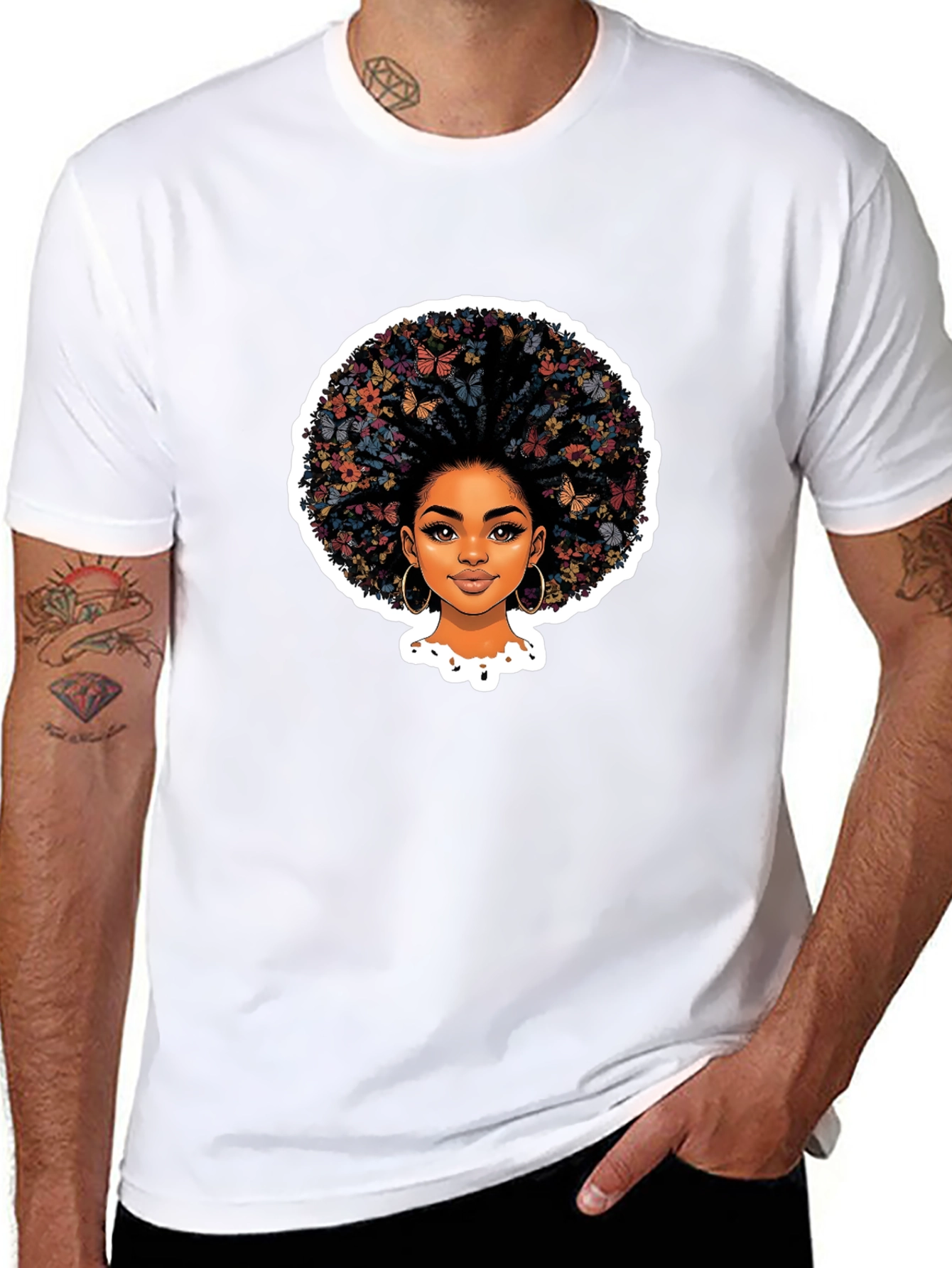 Butterfly Afro Black T-Shirt