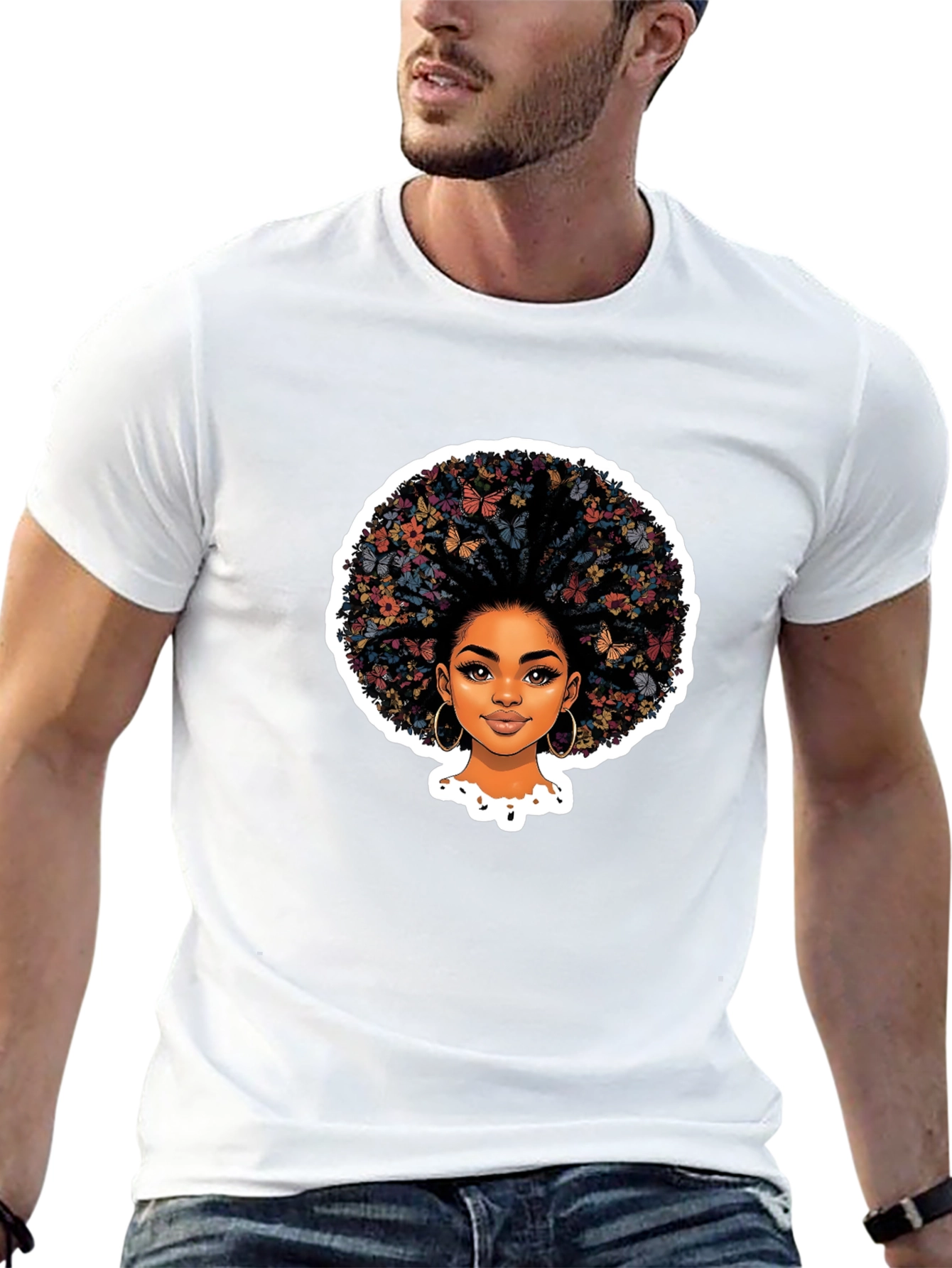 Butterfly Afro Black T-Shirt