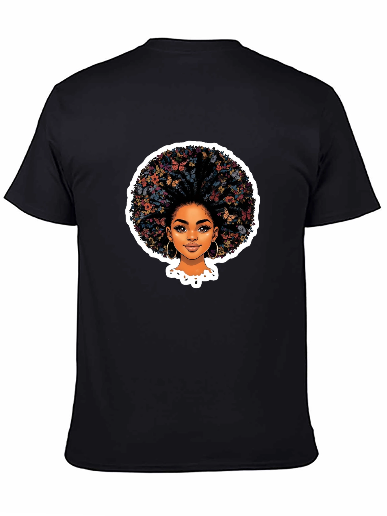 Butterfly Afro Black T-Shirt