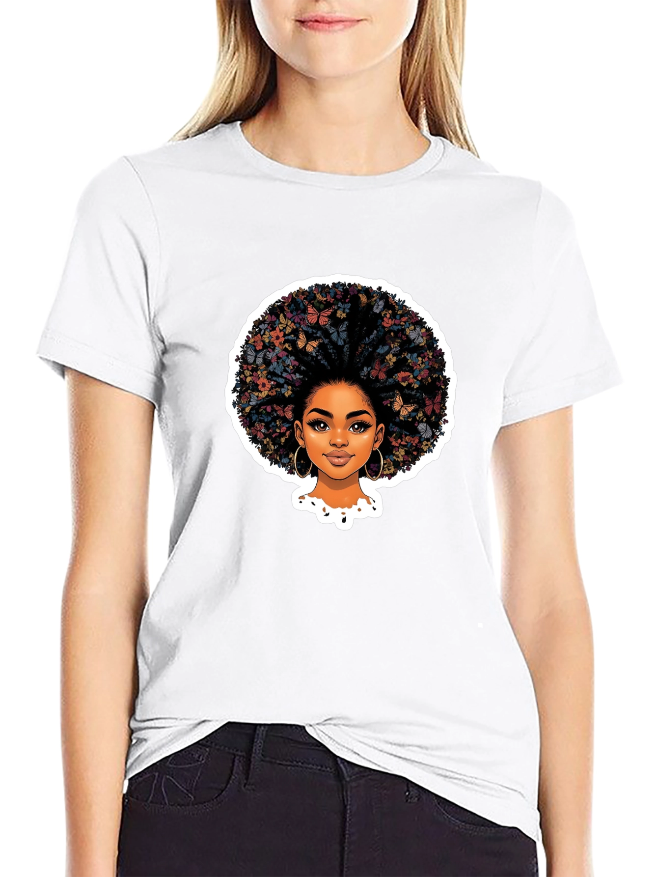 Butterfly Afro Black T-Shirt