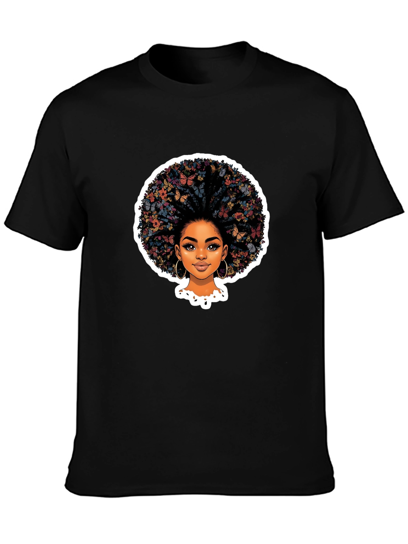 Butterfly Afro Black T-Shirt