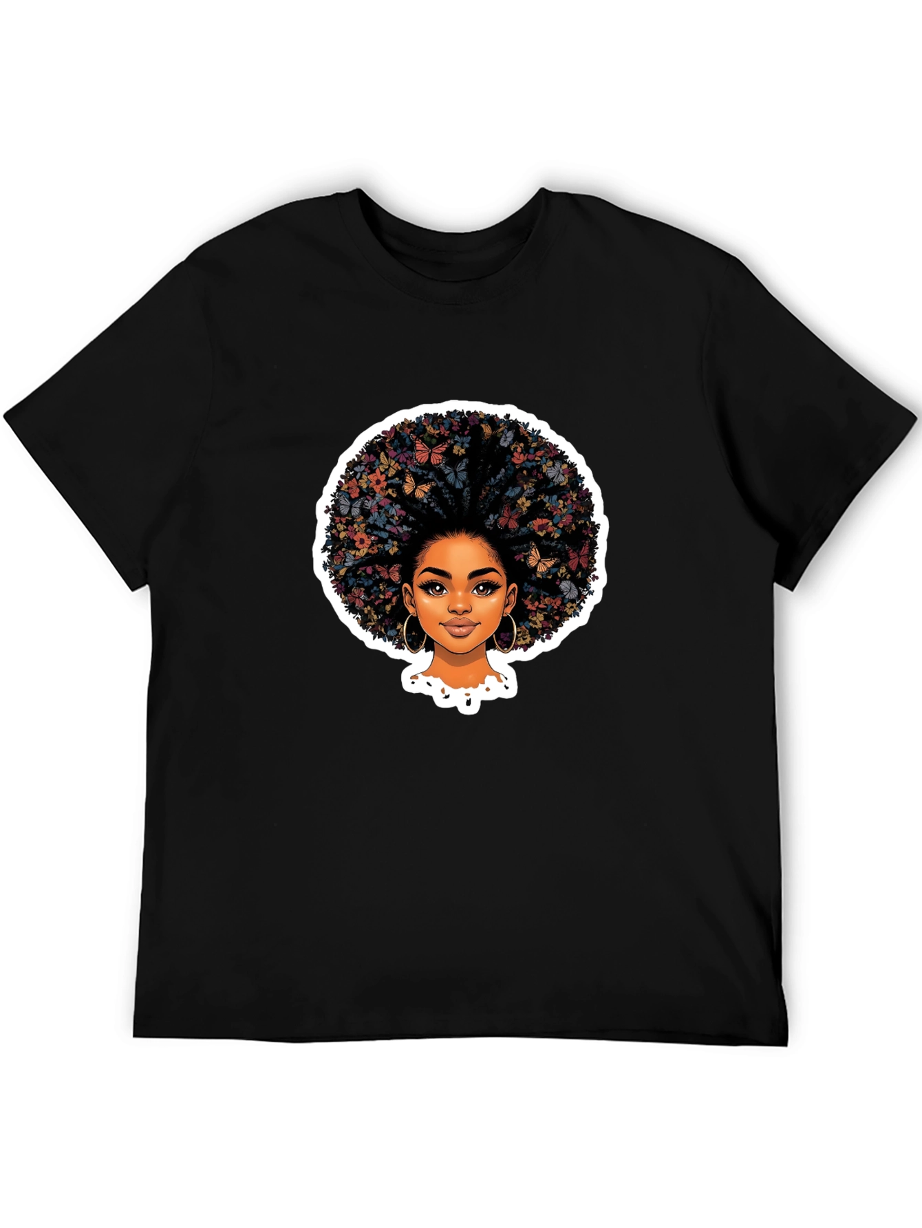 Butterfly Afro Black T-Shirt