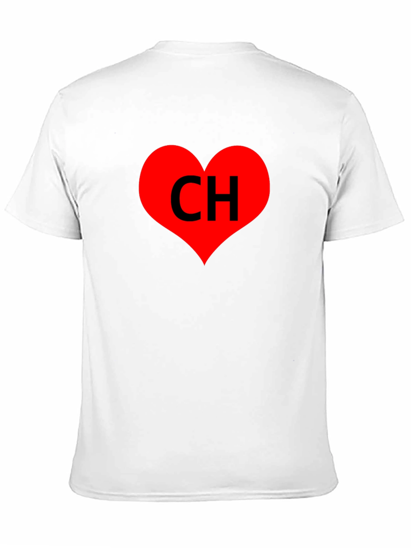 Black T-Shirt with Red Heart CH Graphic Print