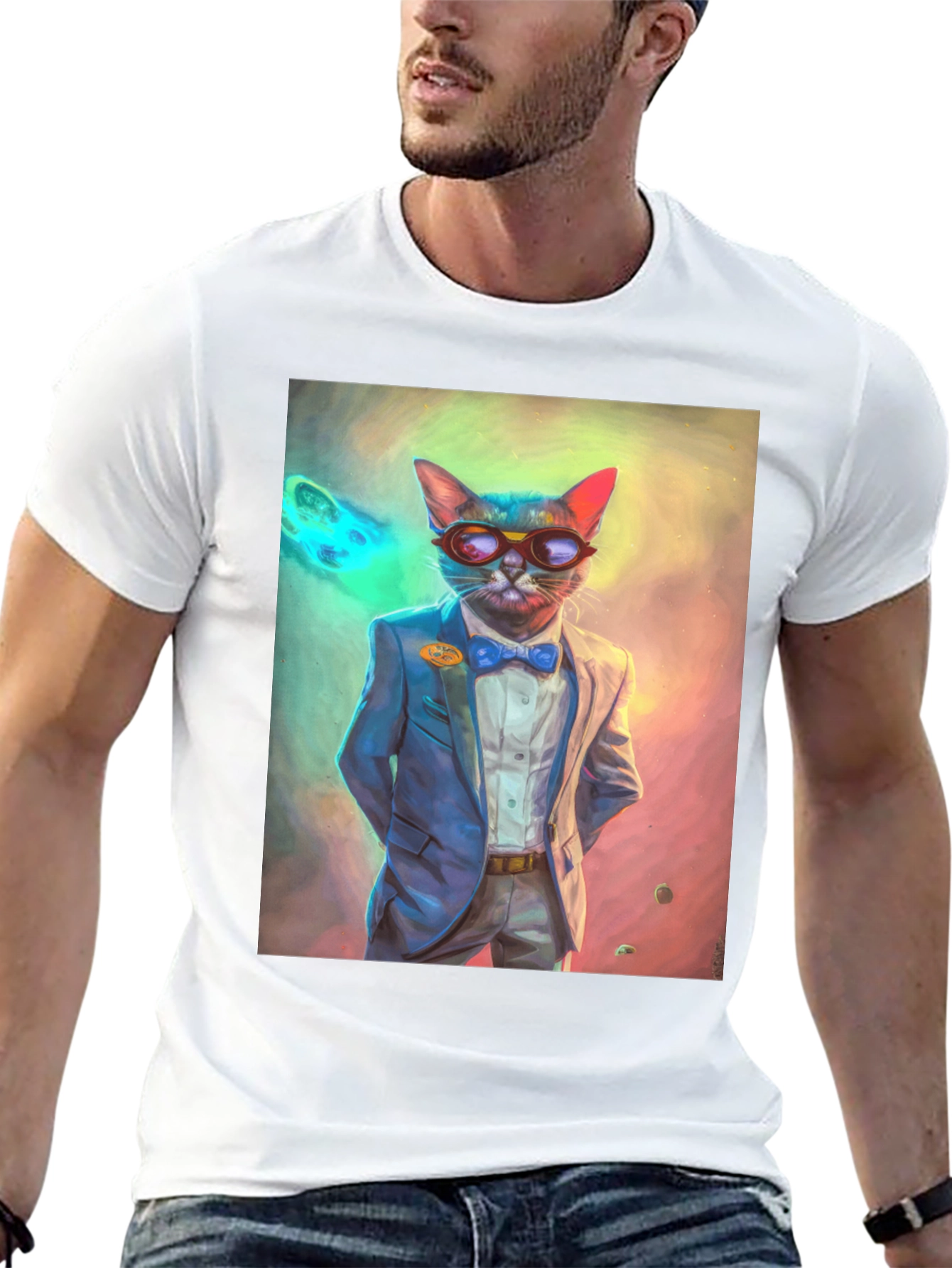Cool Cat T-Shirt - Suave Feline in a Suit
