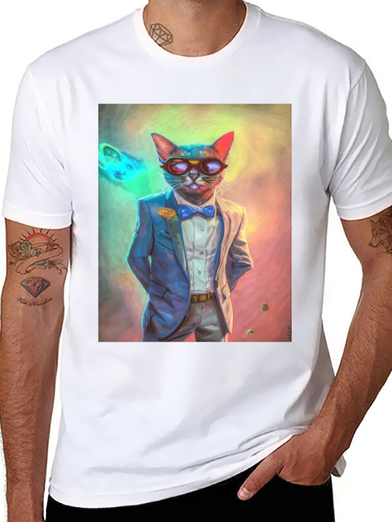 Cool Cat T-Shirt - Suave Feline in a Suit