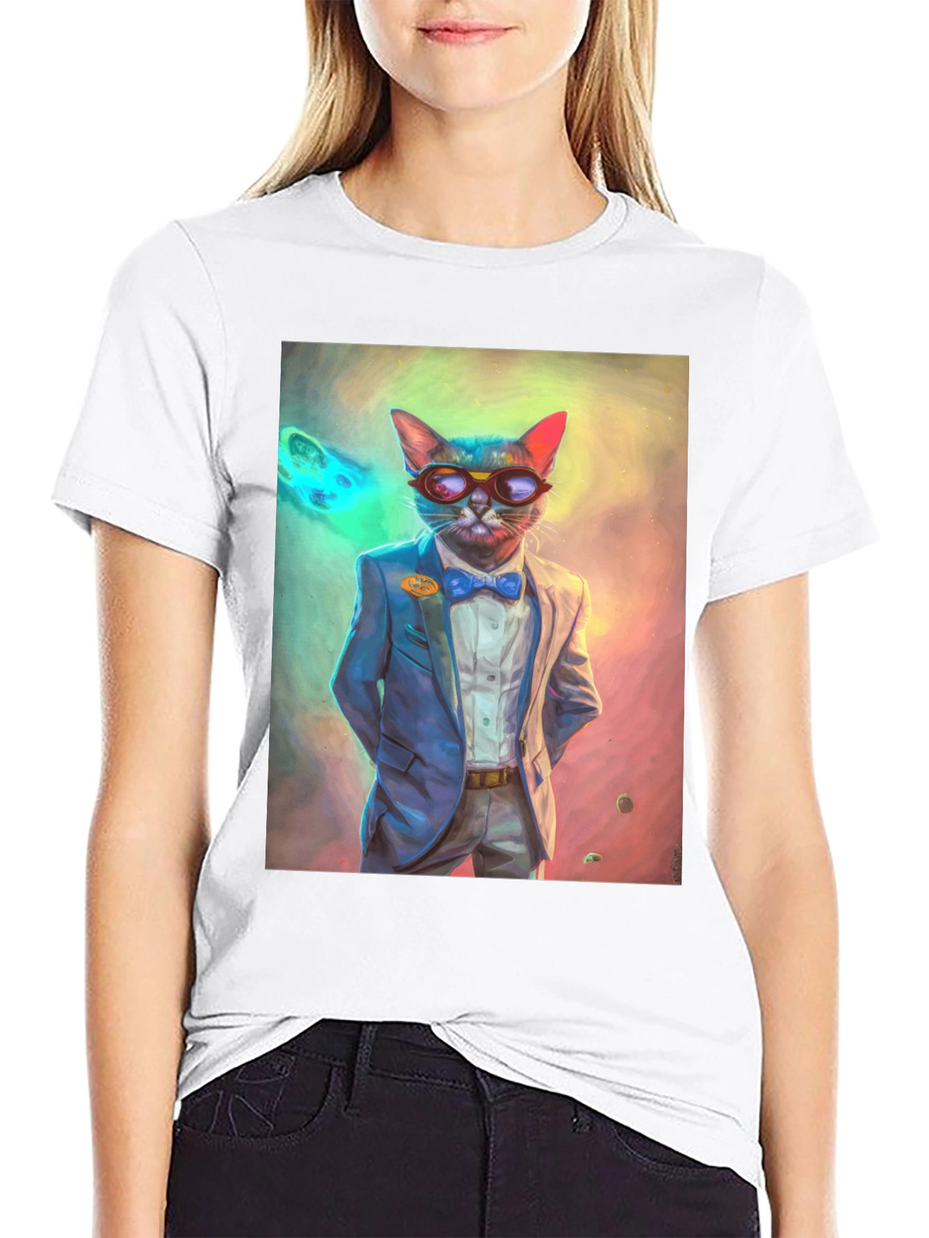 Cool Cat T-Shirt - Suave Feline in a Suit