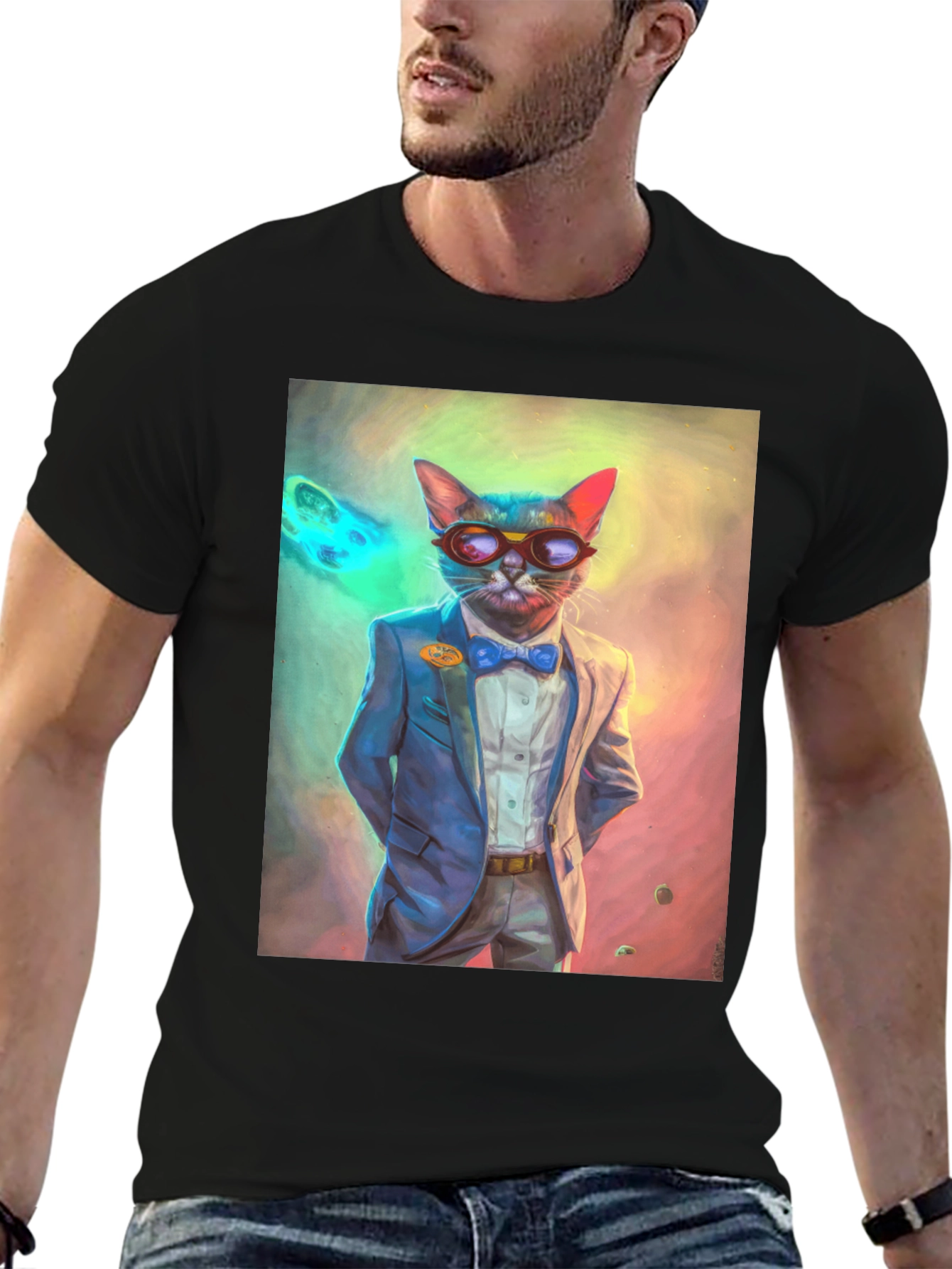 Cool Cat T-Shirt - Suave Feline in a Suit
